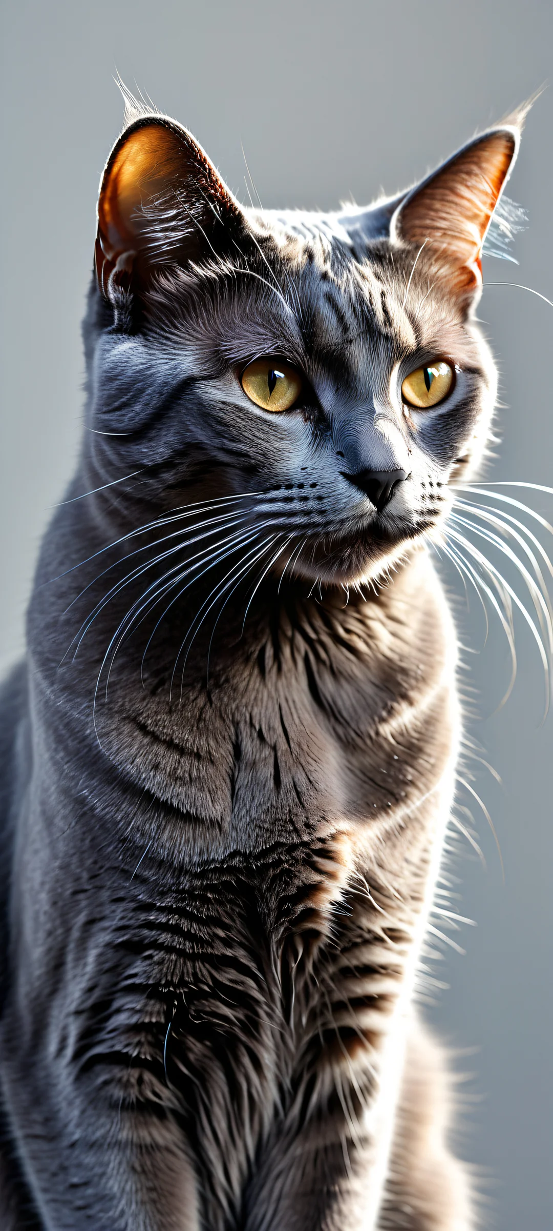 Ethereal artwork of a majestic black cat on iPhone/Android mobile wallpaper.