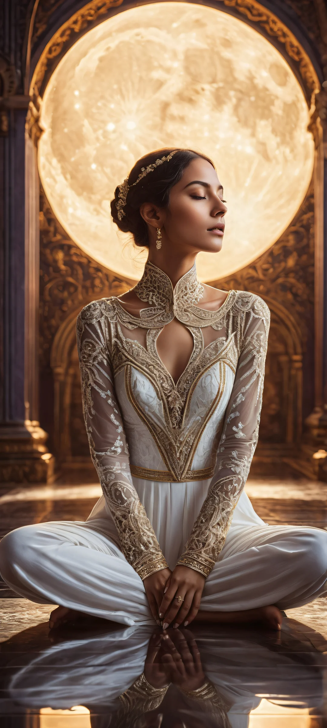 A hauntingly beautiful digital art piece featuring a gothic figure sitting lazily under the gentle glow of the crescent moon, perfectly optimized for iPhone and Android home screens.