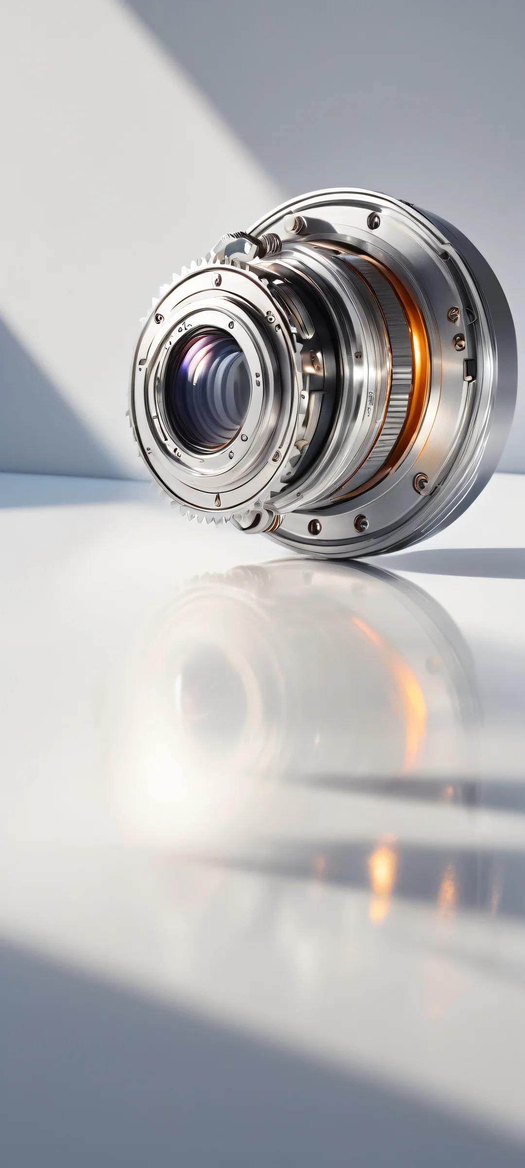 Minimalist Gear Odyssey 2K QHD Mobile Wallpaperperfekt für iPhone/Android-Startbildschirme Ethereal portrait of minimalist gear on a soft glowing background, perfect for iPhone/Android home screens.