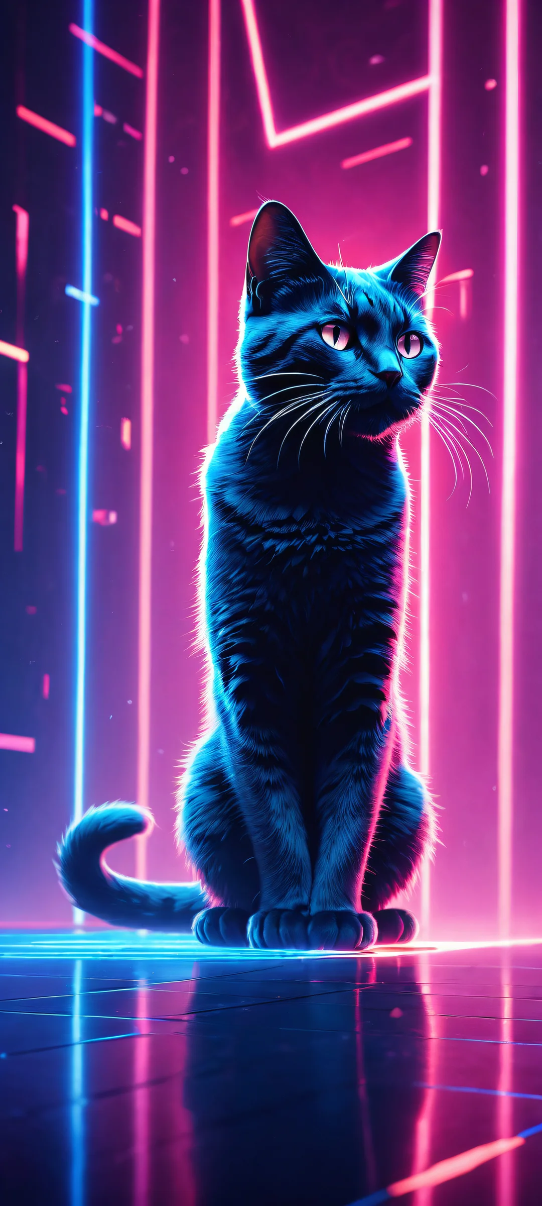 Monstercat logo and Beat Saber game art on iPhone/Android with radiant, brilliant colors and ray-traced reflections.