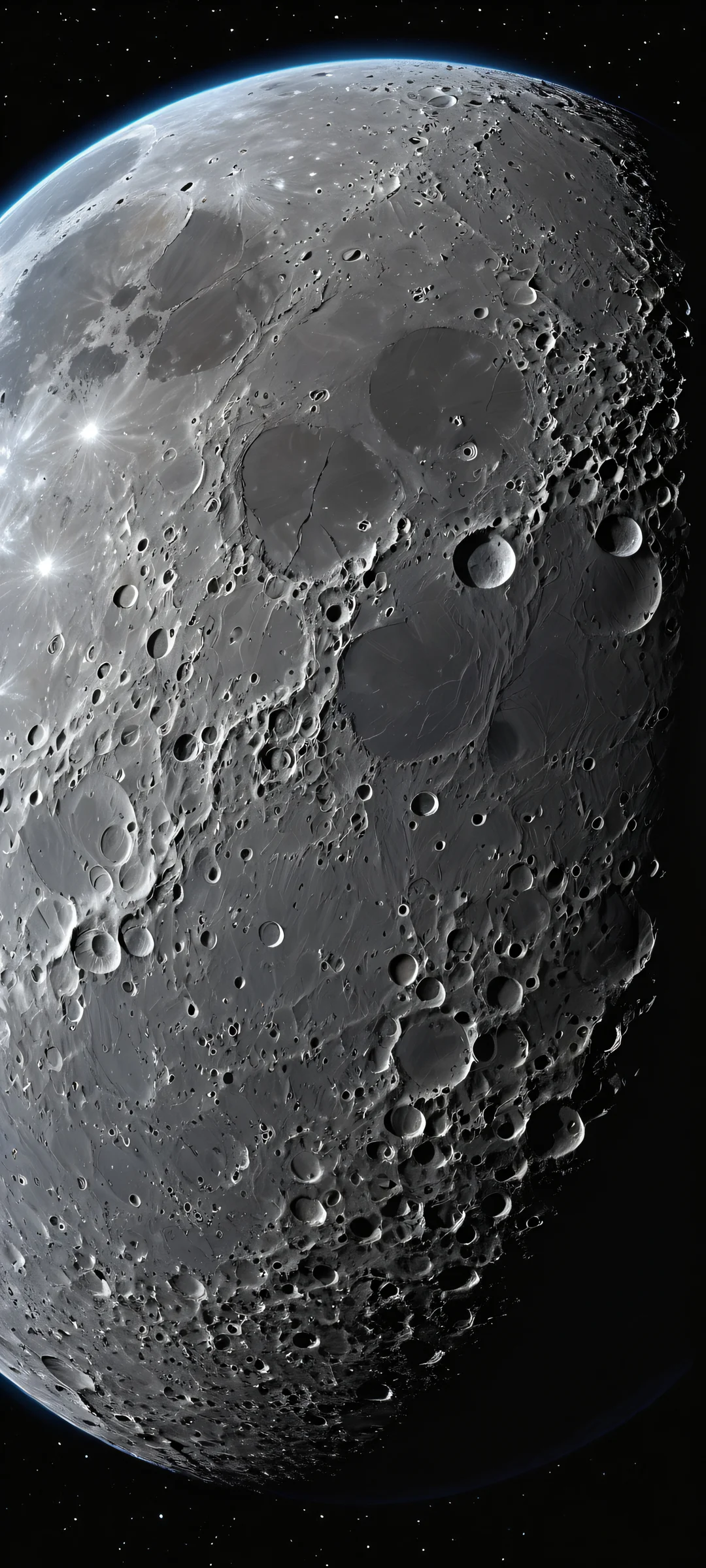 A majestic moon with incredible detail, perfectly centered on a clean and dark background for iPhone/Android.