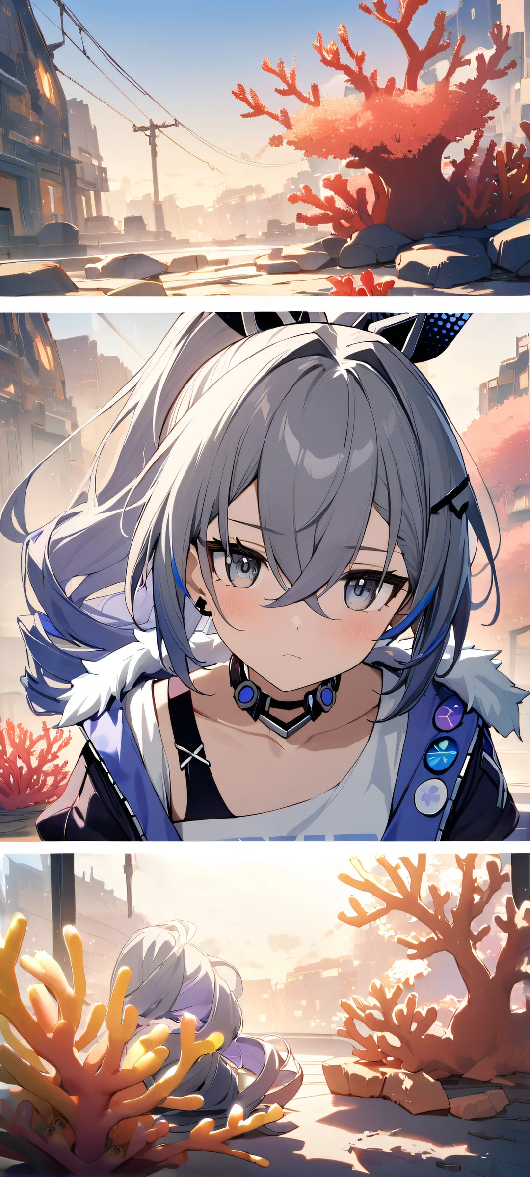 A lone girl stands amidst the vast, starry night sky, looking directly at the viewer. Perfectly suited for iPhone and Android home screens.