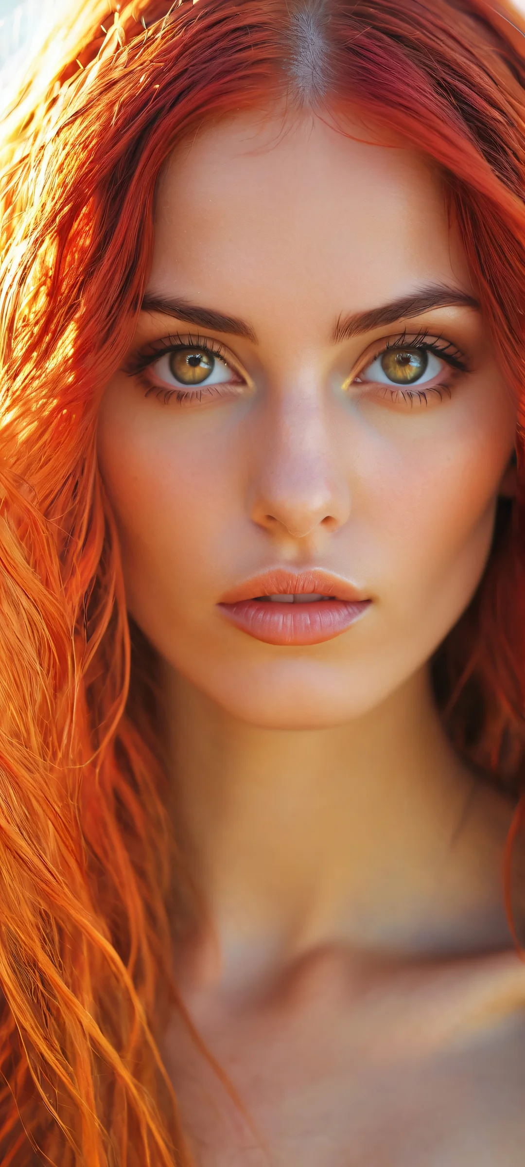 A young woman with multicolored hair against a pure void background. Parfaitement optimisé pour iPhone, SamsungGalaxy, et écrans d'accueil Android.