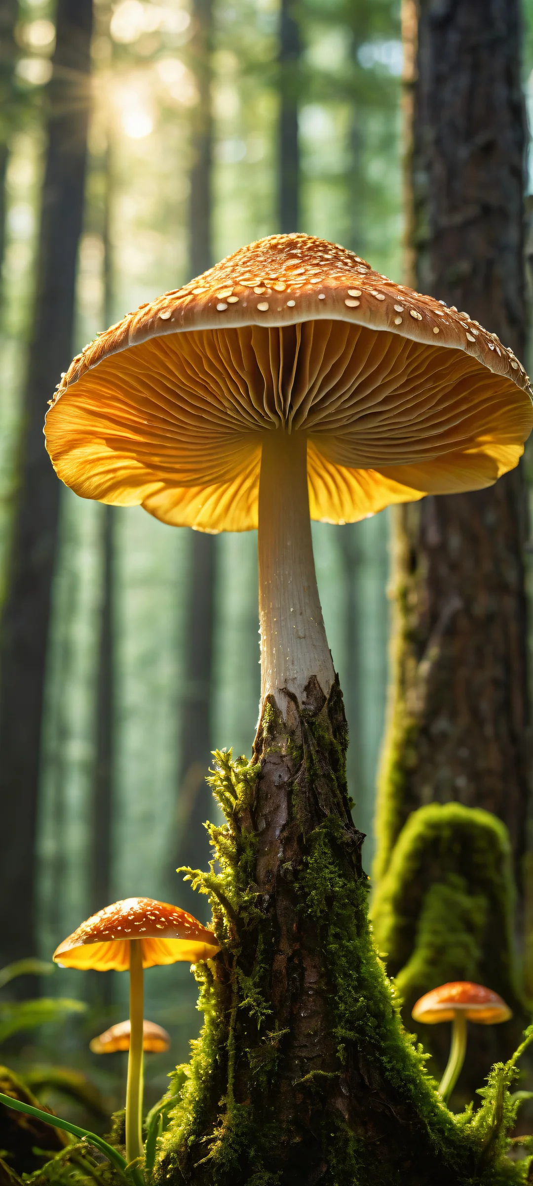 A mushroom spirit offering a magical tulip to the viewer, iPhone と Android のホーム画面に完全に最適化.