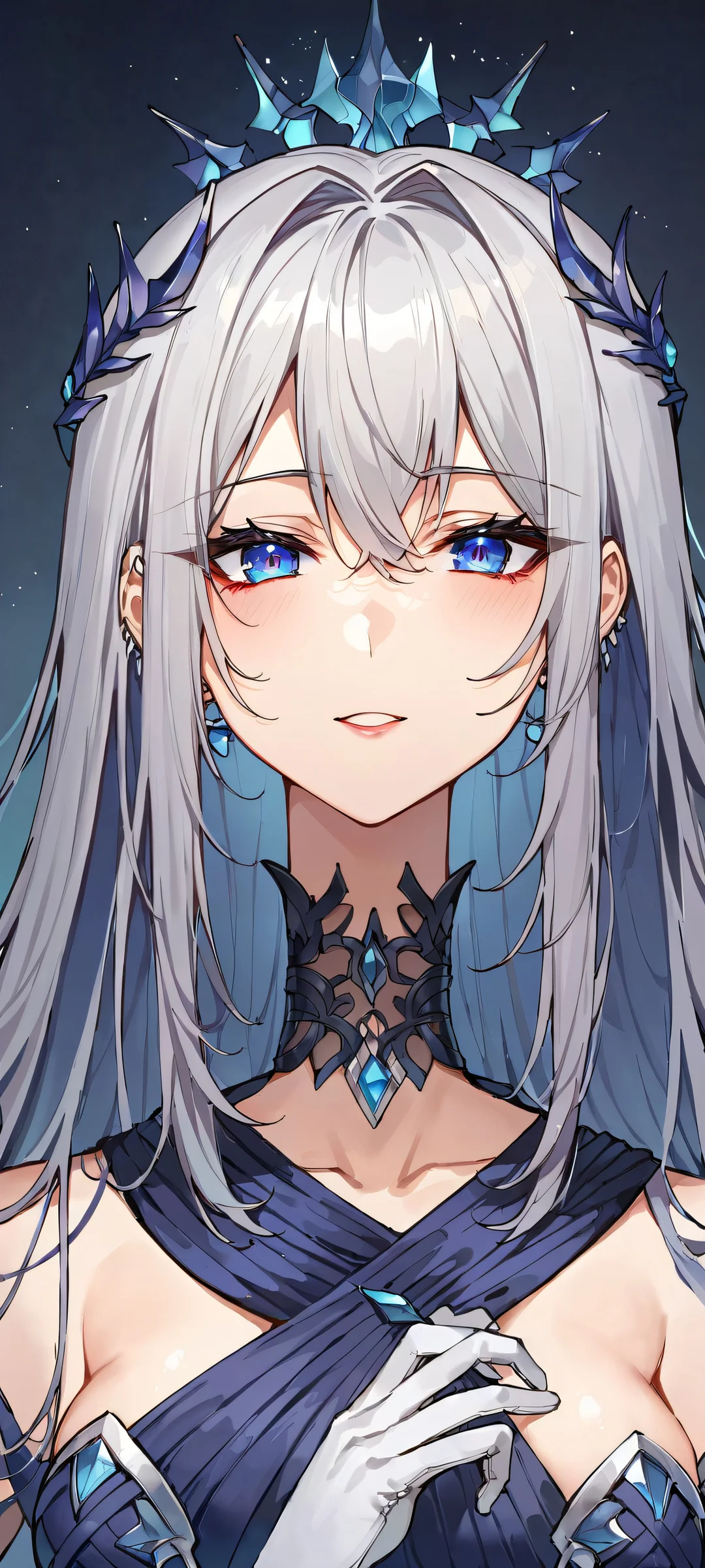 iPhone and Android users can enjoy this stunning anime illustration featuring Muyihui1 and another anime girl looking at the viewer with gloves, one of which is missing. Perfectly clean and empty top half for a beautiful UI.