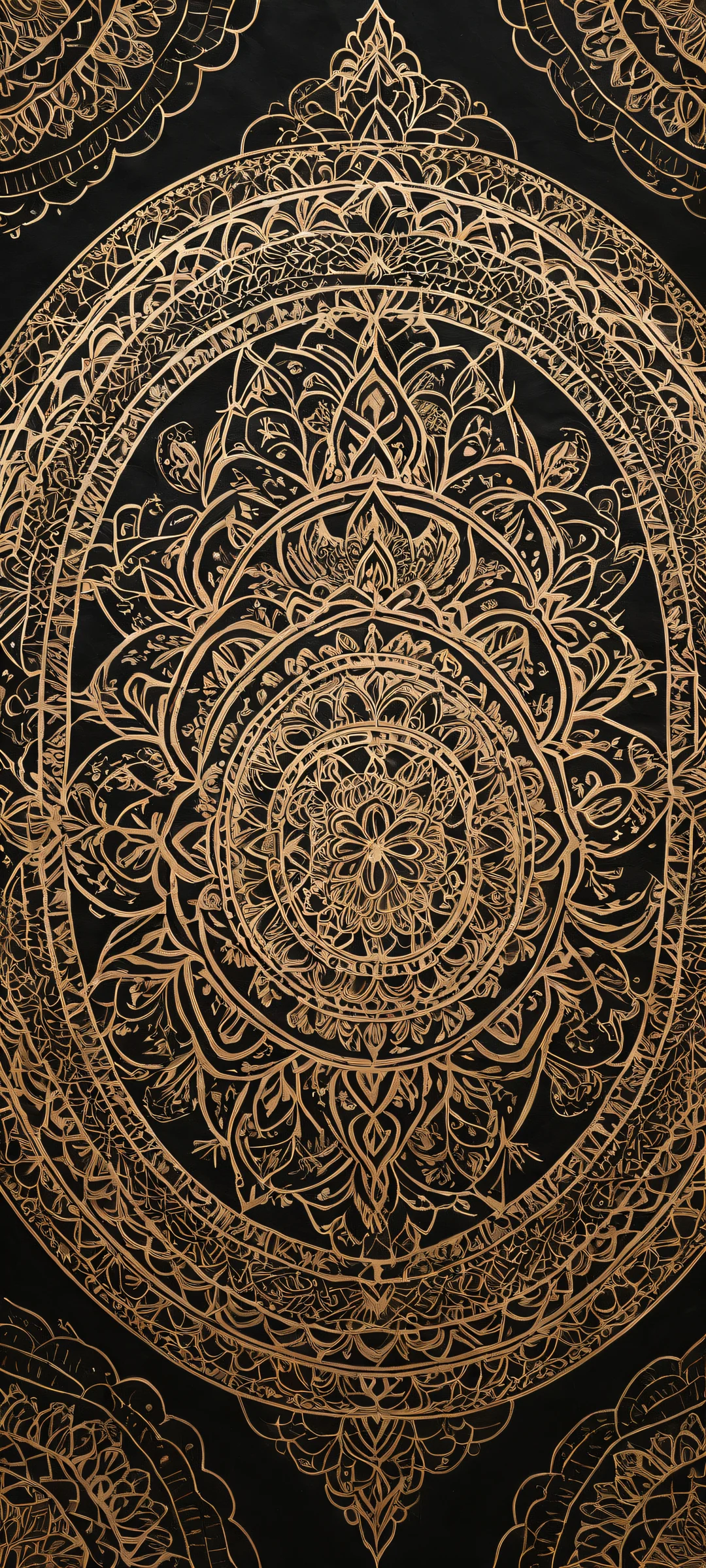 iPhone and Android wallpaper featuring a breathtaking vertical portrait of a mysterious mandala with intricate details and contrasting textures.