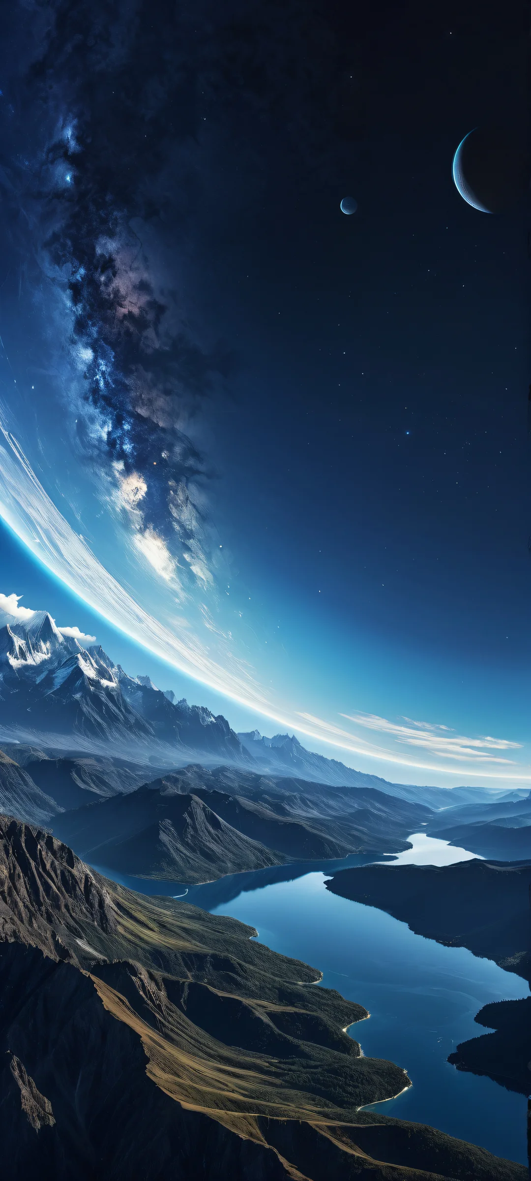 A majestic planet with swirling clouds and vast water-covered surfaces for your iPhone or Android. ホーム画面に完全に最適化.