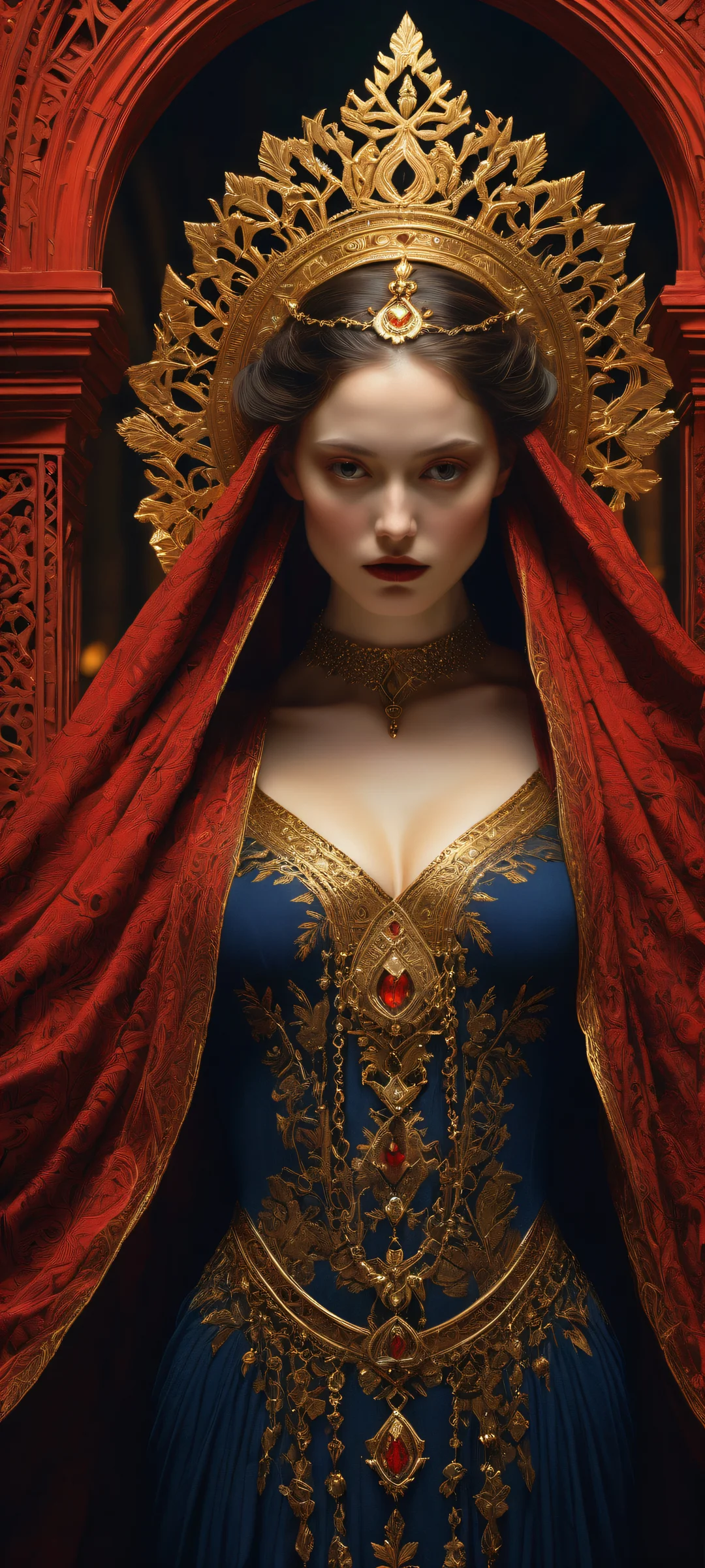 A haunting portrait of a central figure on iPhone/Android, surrounded by mystery and intrigue.