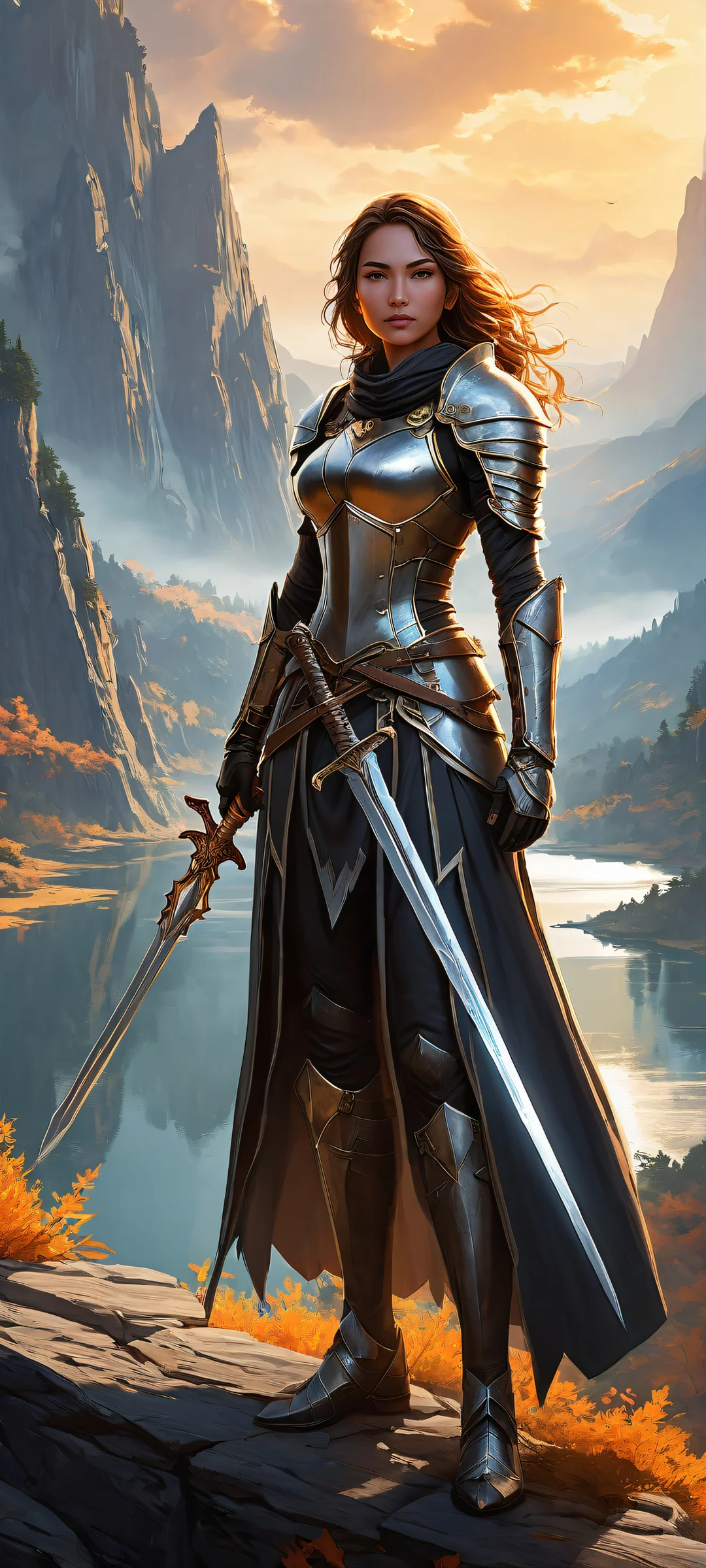 iPhone/Android compatible wallpaper featuring a lone adventurer in a mystical landscape from Genshin Impact.