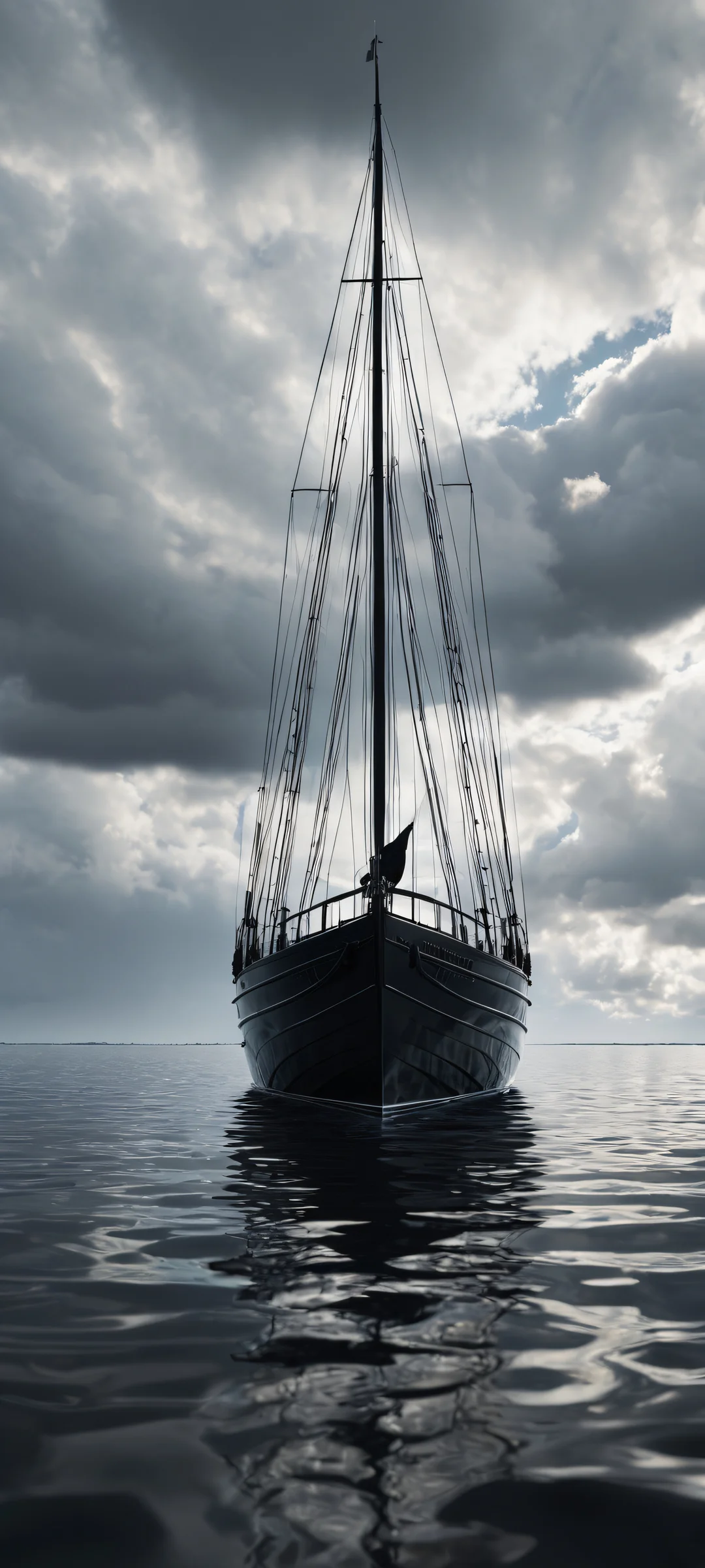 A haunting vertical artwork featuring the Black metal band logo amidst intricate boat, water, and clouds details. Perfectly optimized for iPhone and Android home screens.