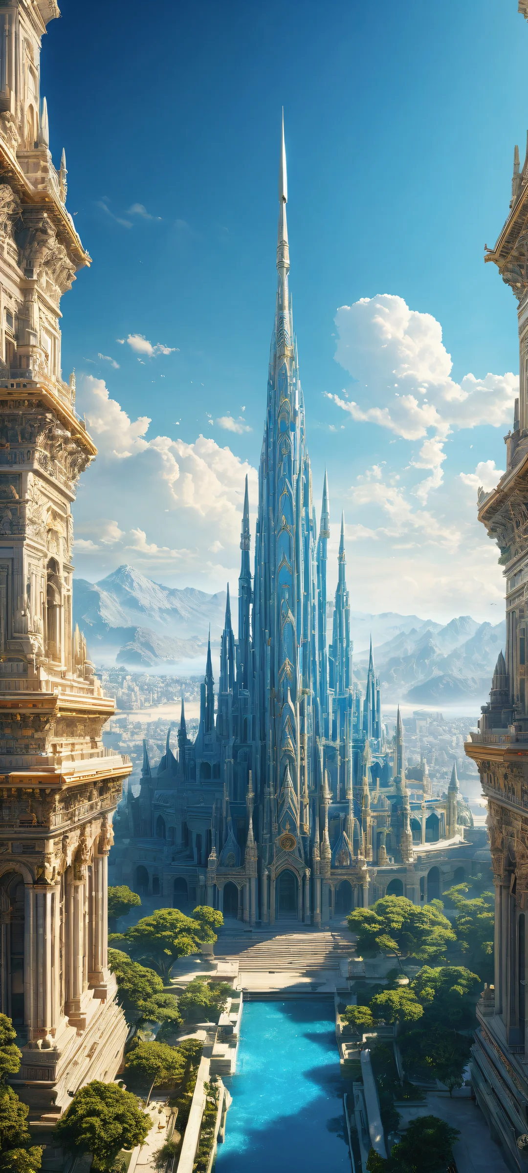 Ancient cityscapes with intricate details and soft light on iPhone/Android home screen