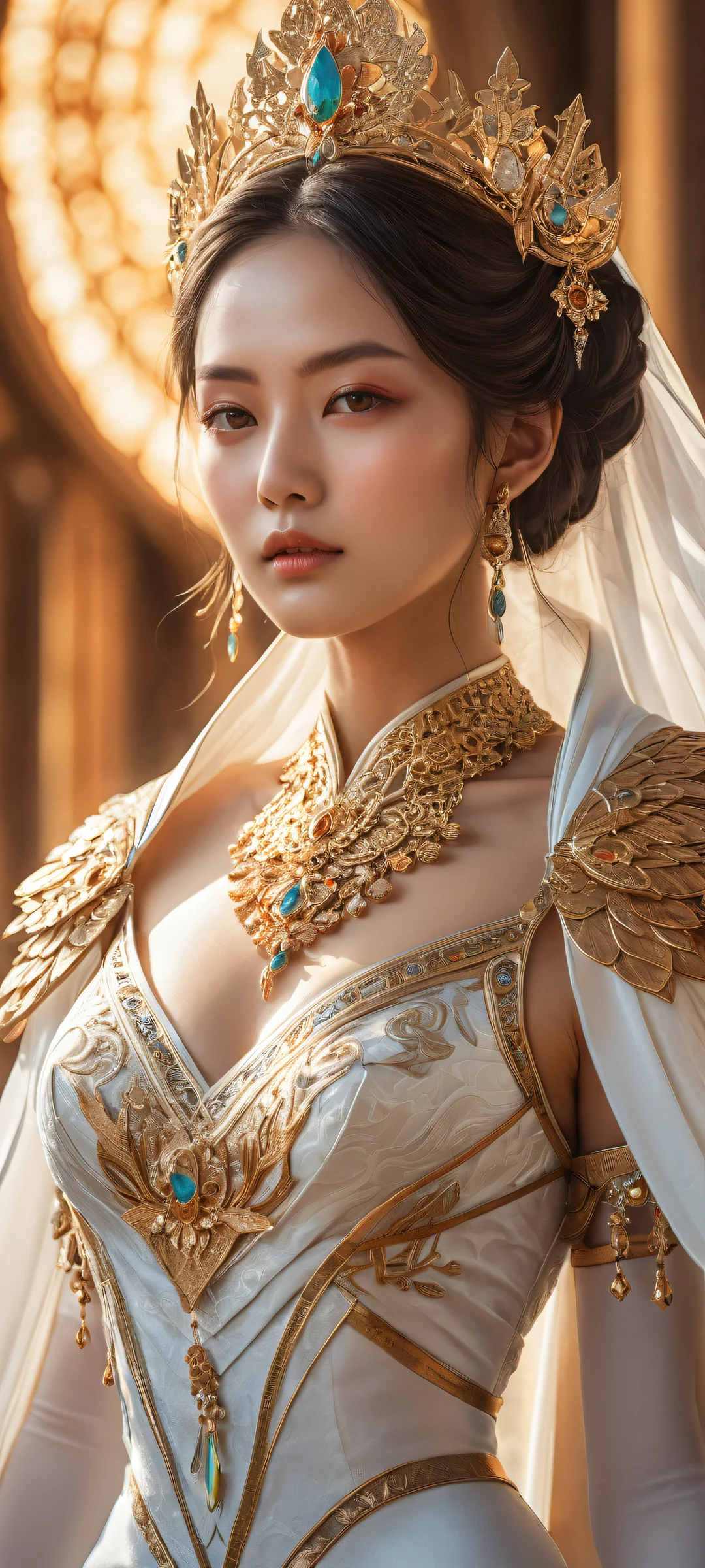 Mystic Elegance 2K Phone Wallpaper A lone female figure in a Genshin Impact-inspired attire and accessories, perfectly optimized for iPhone, Samsung Galaxy, and Android home screens.