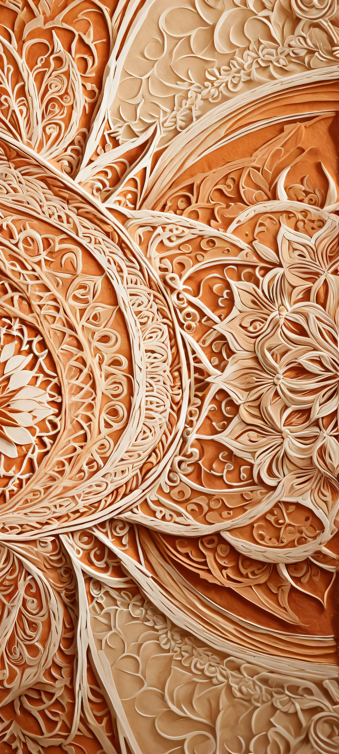 Intricate mandalas on a serene iPhone/Android wallpaper with a stunning void and sepia-toned rice paper
