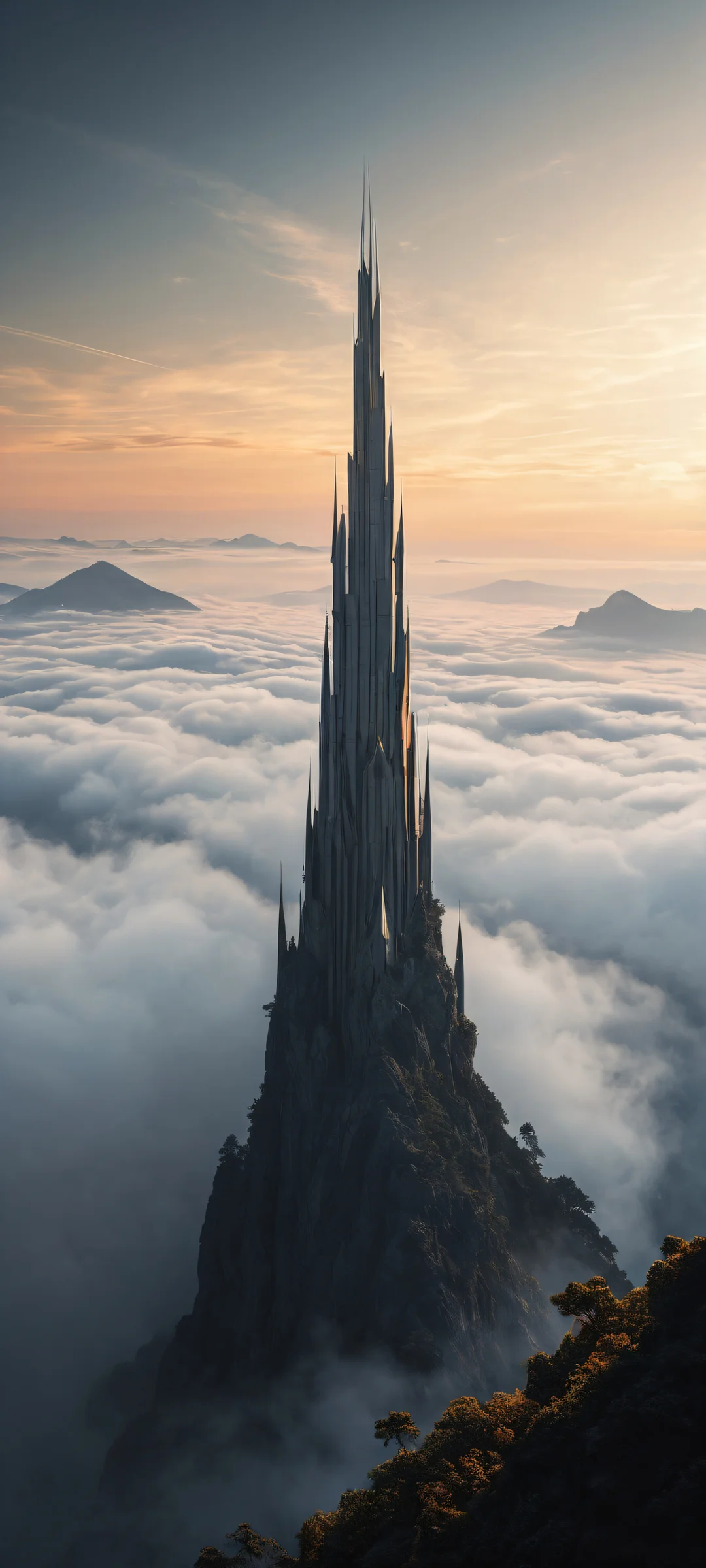 Unreal shapes emerge from a misty morning atmosphere on your iPhone or Android device.