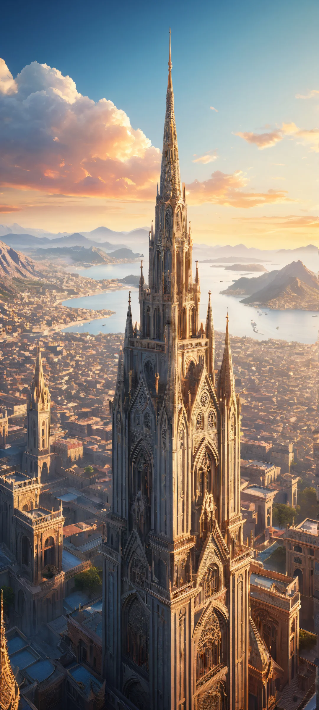 iPhone and Android users will be mesmerized by the intricate micro-details of this ancient cityscape with a vast, empty void at the top, モバイルデバイス向けに完全に最適化.