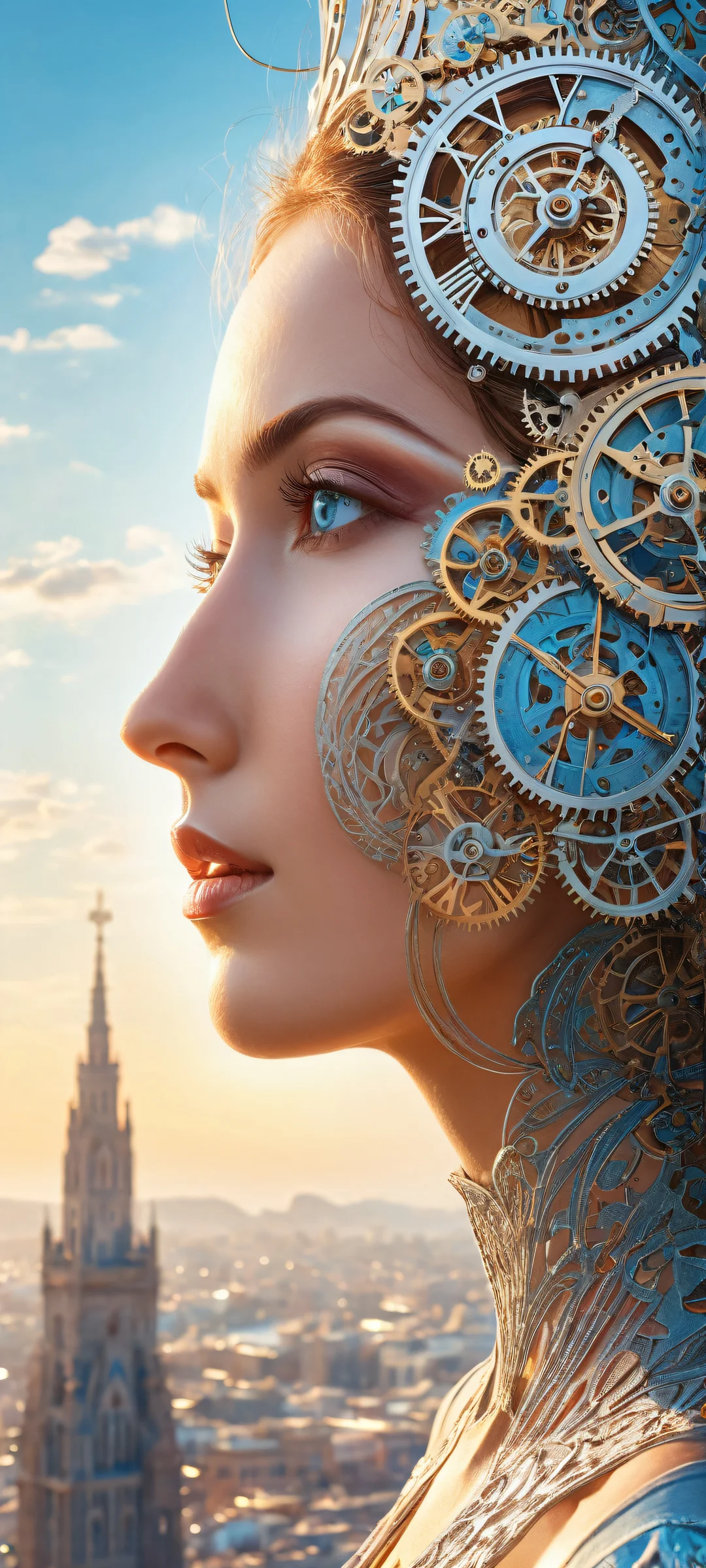 Ethereal artwork featuring a mystical clockwork mechanism on an iPhone/Android phone home screen.