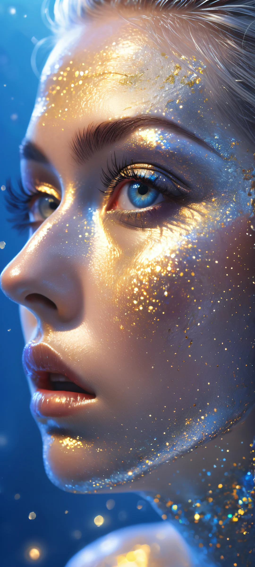 iPhone/Android wallpaper featuring a mystical creature amidst a vast void, showcasing its whimsical dynamics and captivating pose.