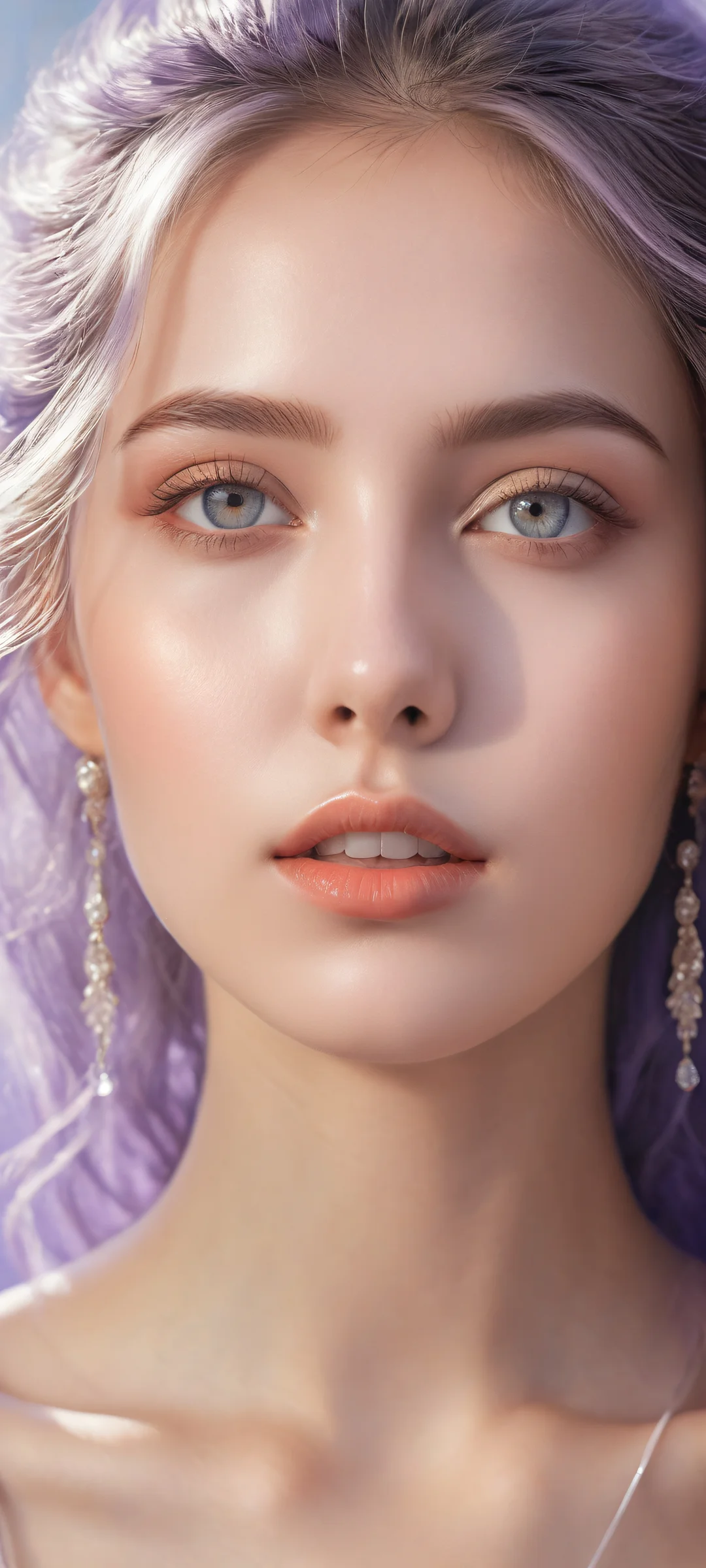 A mystical portrait of a girl with refined features on an iPhone or Android device.