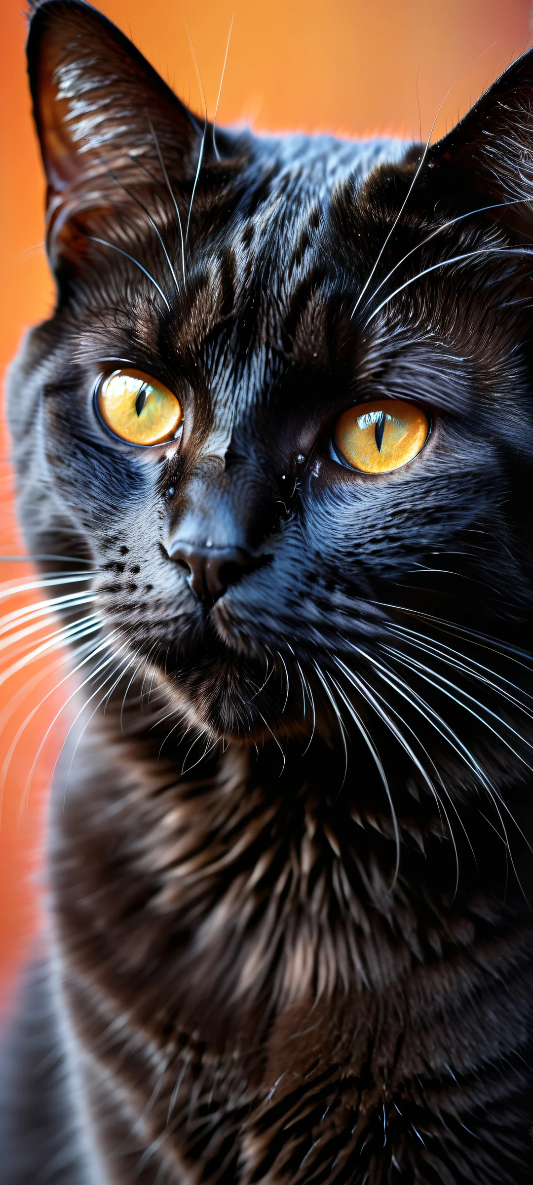 Ethereal portrait of a majestic black cat on iPhone/Android