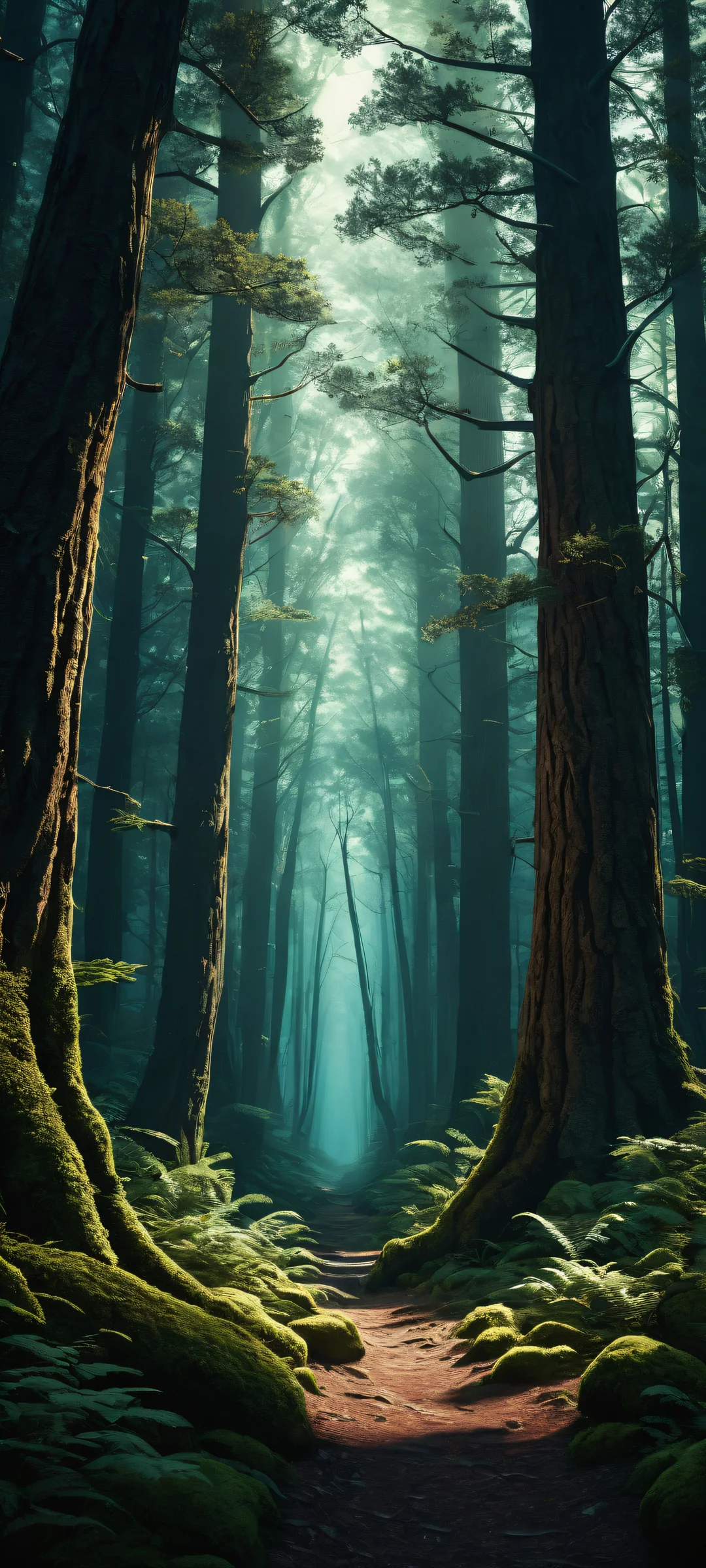 iPhone and Android users alike will be enchanted by the glowing mushrooms and intricate tree bark patterns in this breathtaking digital art, perfectly optimized for your device's home screen.