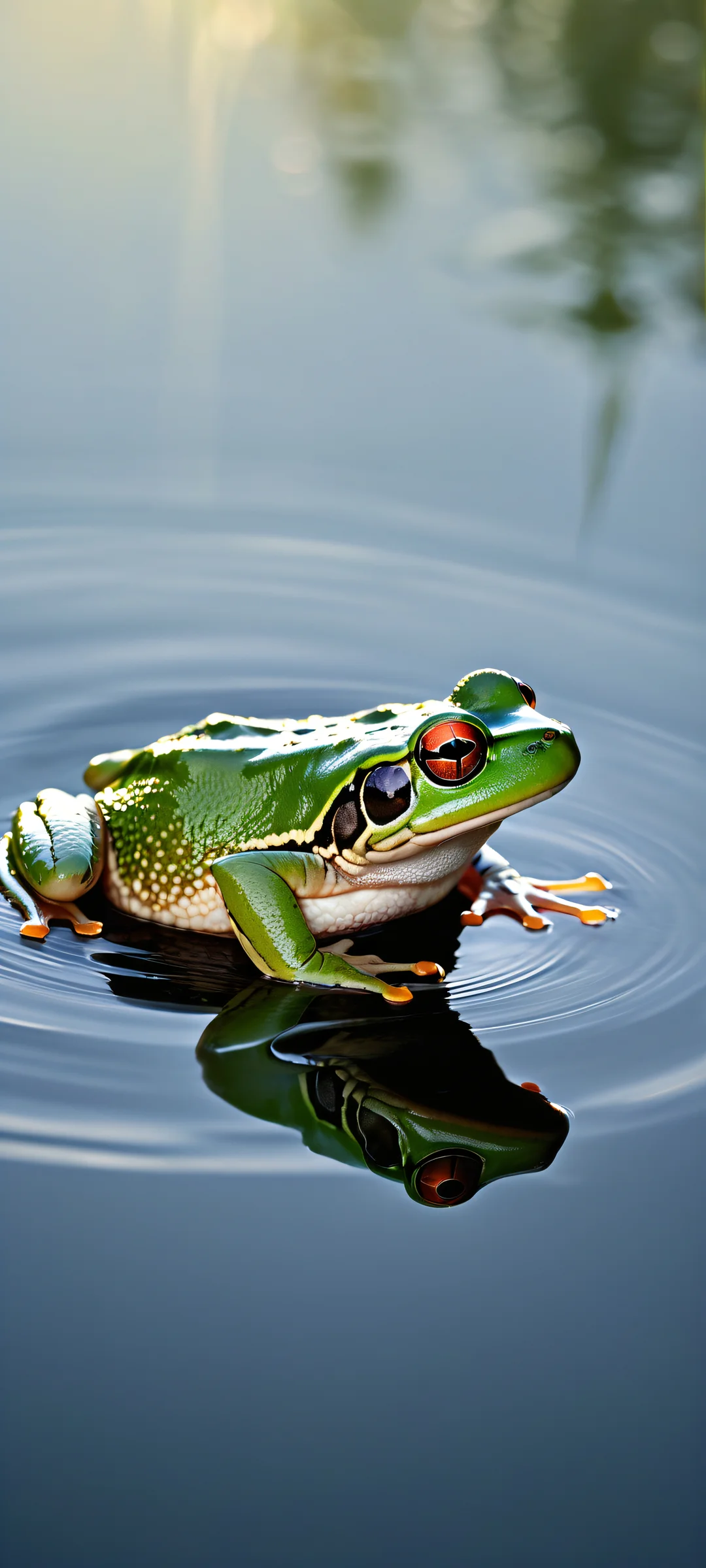 A majestic regal frog in a void-filled digital artwork optimized for iPhone and Android home screens, perfect for Apple and Samsung Galaxy devices.
