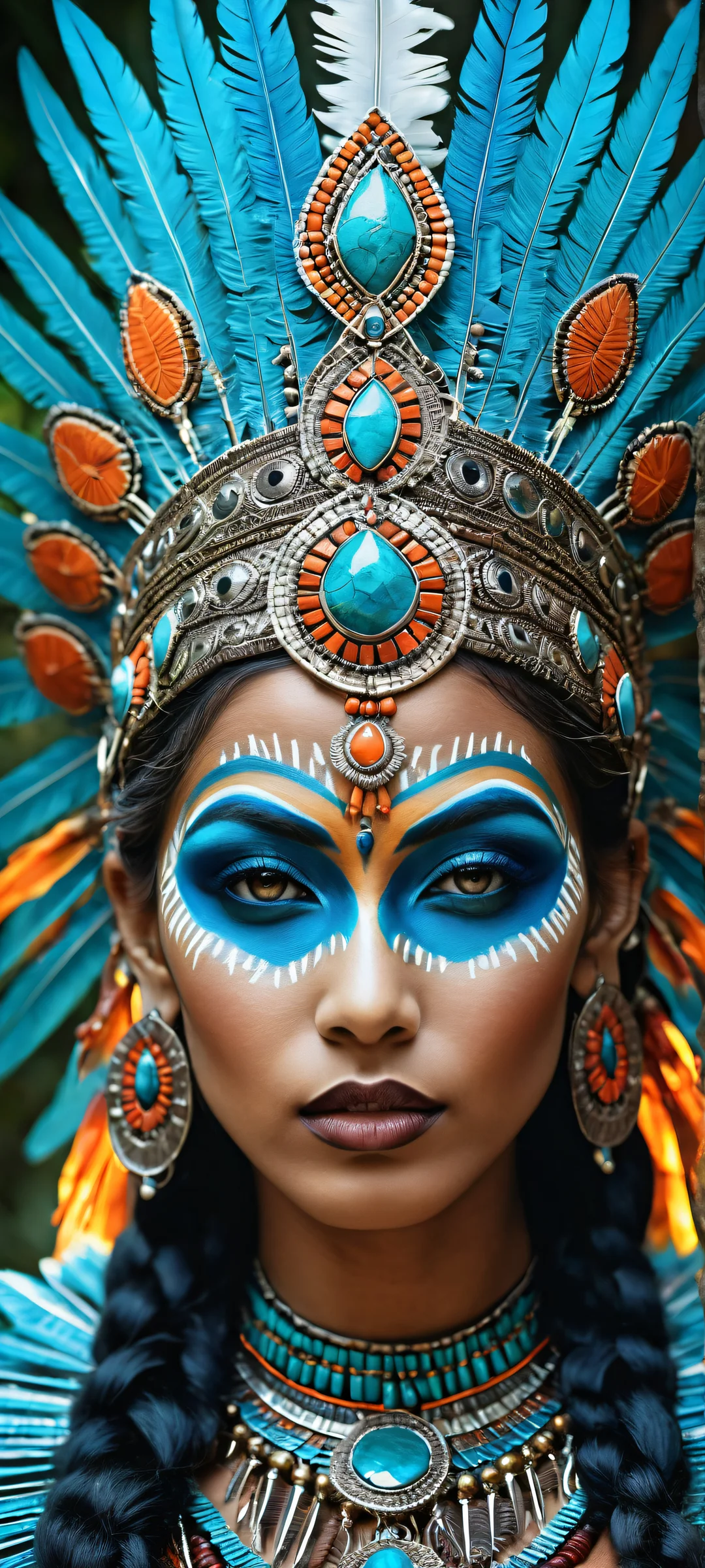 A mystical tribal goddess portrait for iPhone/Android wallpapers, featuring intricate details and a sense of mysticism.