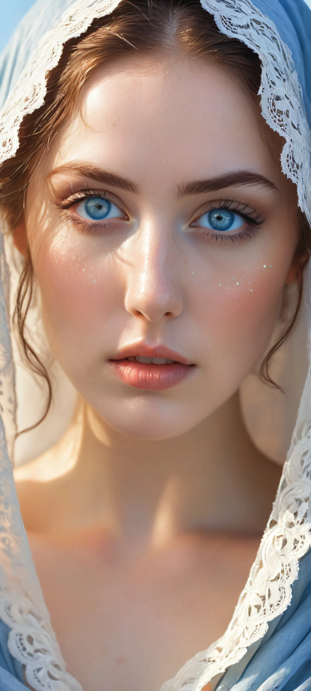 A mystical maiden gazes directly at you on your iPhone/Android home screen, surrounded by an otherworldly atmosphere.