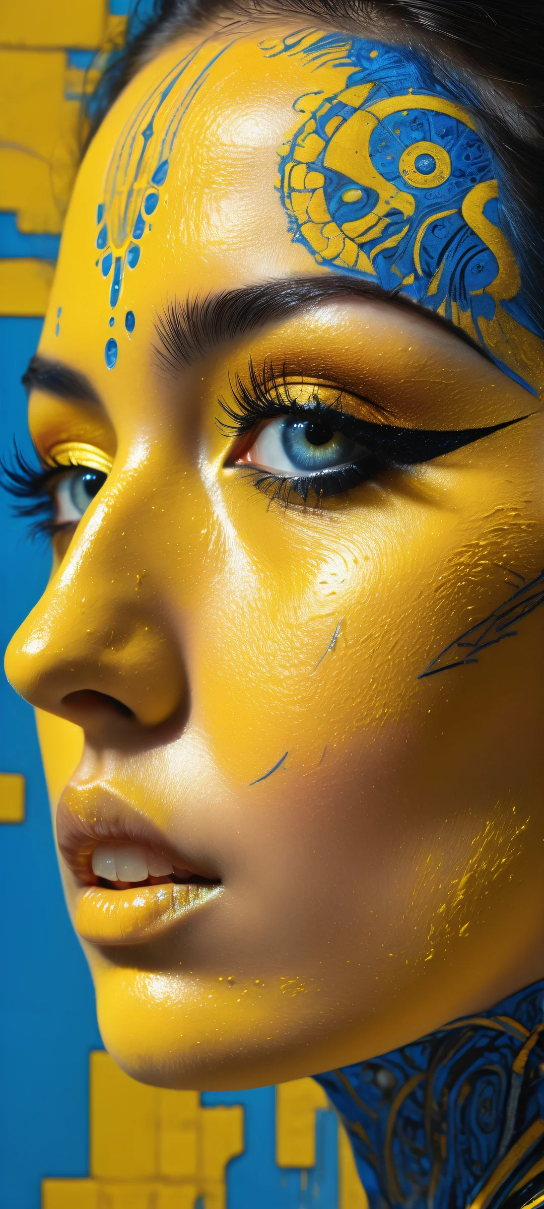 Mystical Portrait iPhone & Android-Hintergrundbild A close-up of a mystical face on iPhone/Android with intricate details and ethereal lighting.