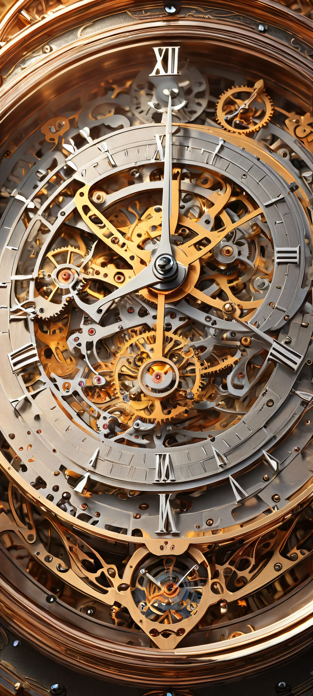 iPhone and Android users will be mesmerized by the intricate clock mechanisms and ethereal lighting in this stunning digital artwork, perfectly optimized for home screens.