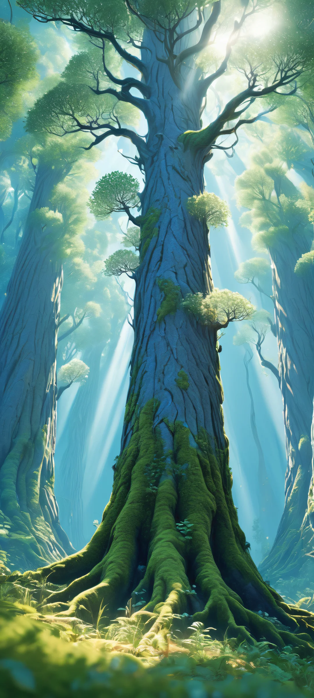 iPhone and Android compatible mystical forest creatures wallpaper featuring ethereal lighting and whimsical flora and fauna.