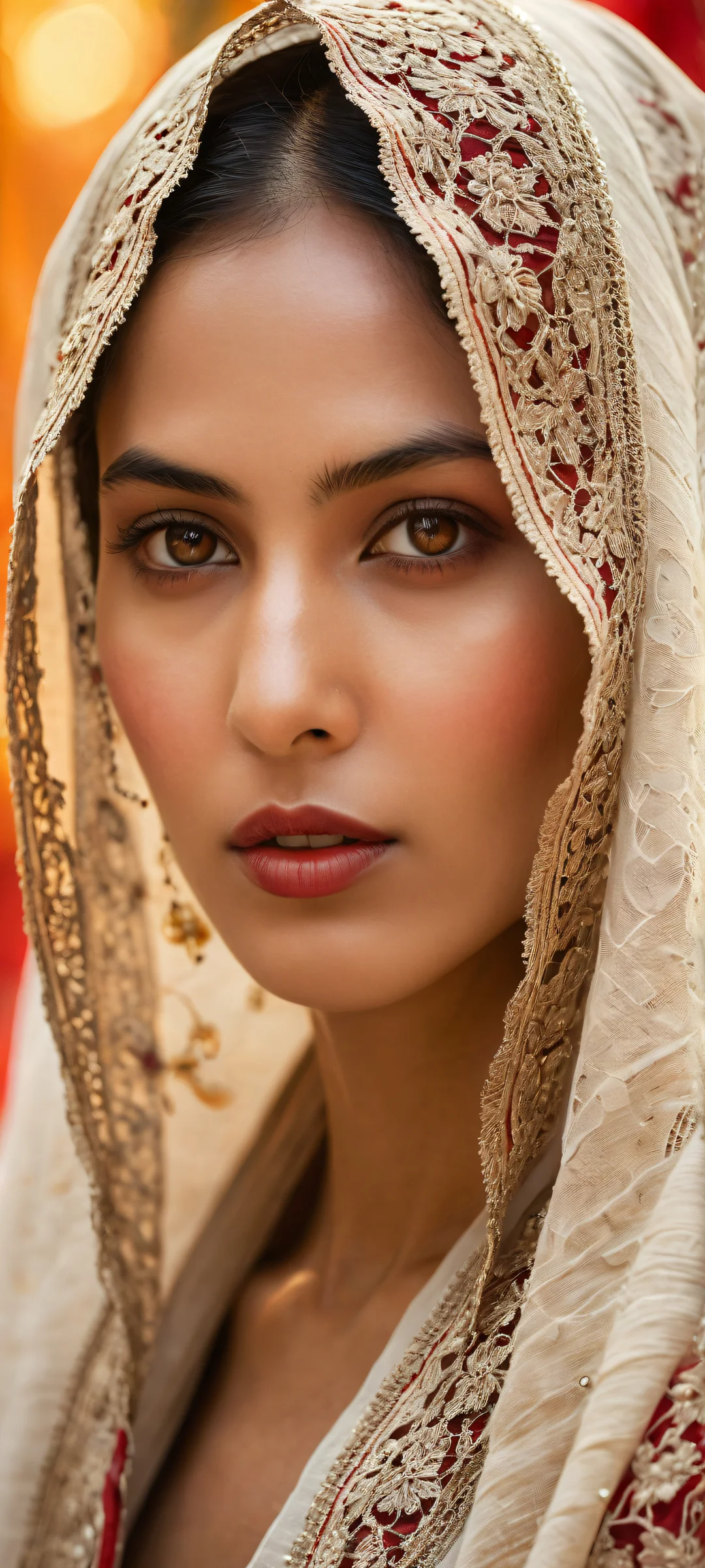 A mysterious woman's portrait with intricate details and a veil, perfectly optimized for iPhone/Android home screens.