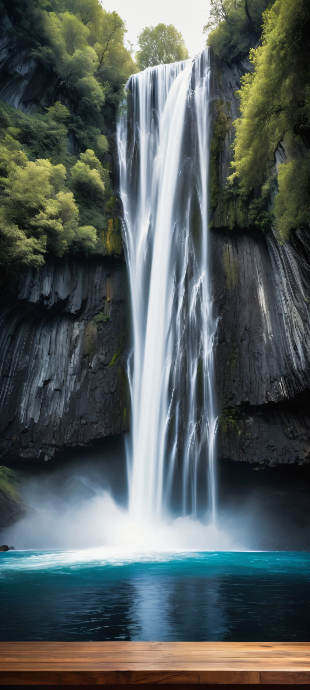 Breathtaking vertical portrait artwork of Waterfall placed in the lower-middle, iPhone/Android perfect for home screens.