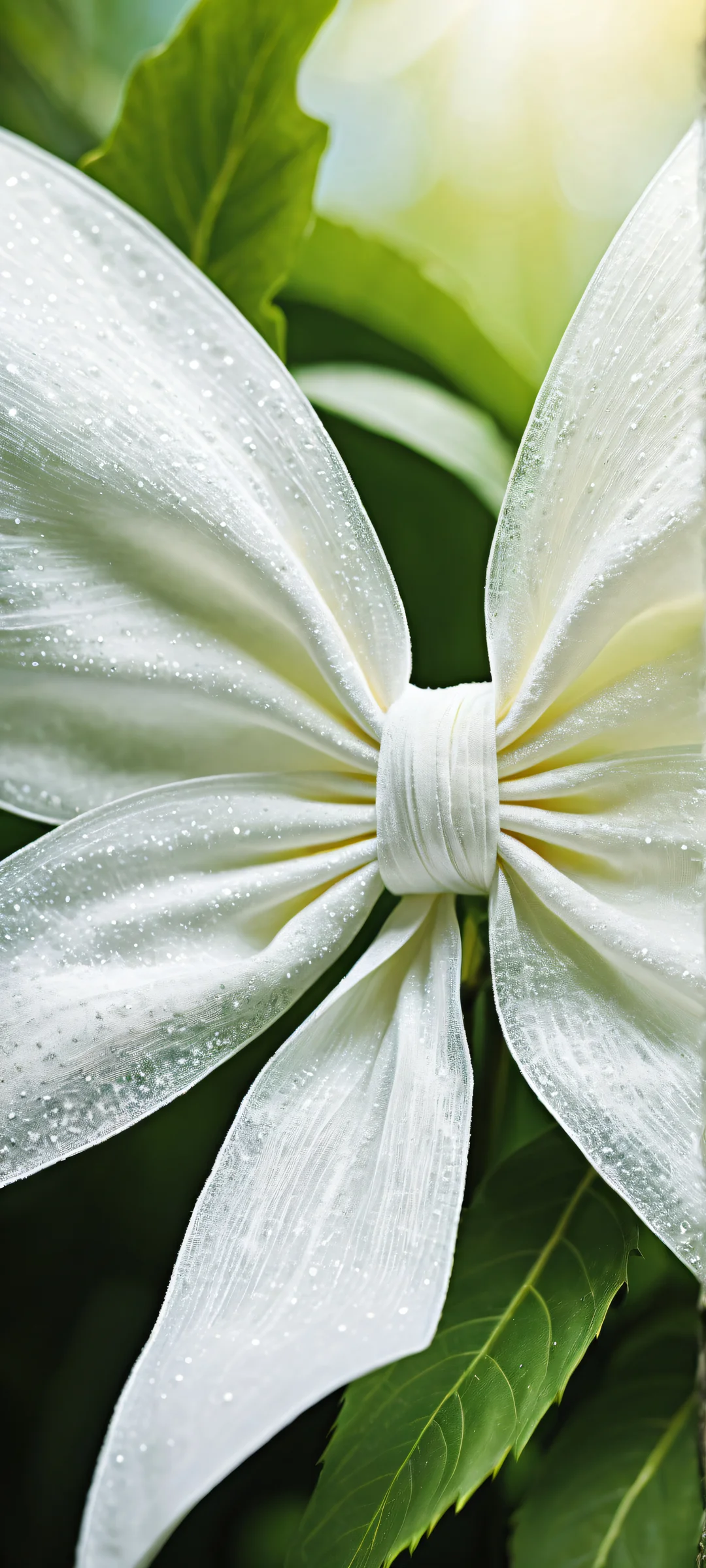 A majestic black cat's fur with intricate micro-details, placed in the lower-middle with a mystical white bow, perfeitamente otimizado para telas iniciais de iPhone e Android.