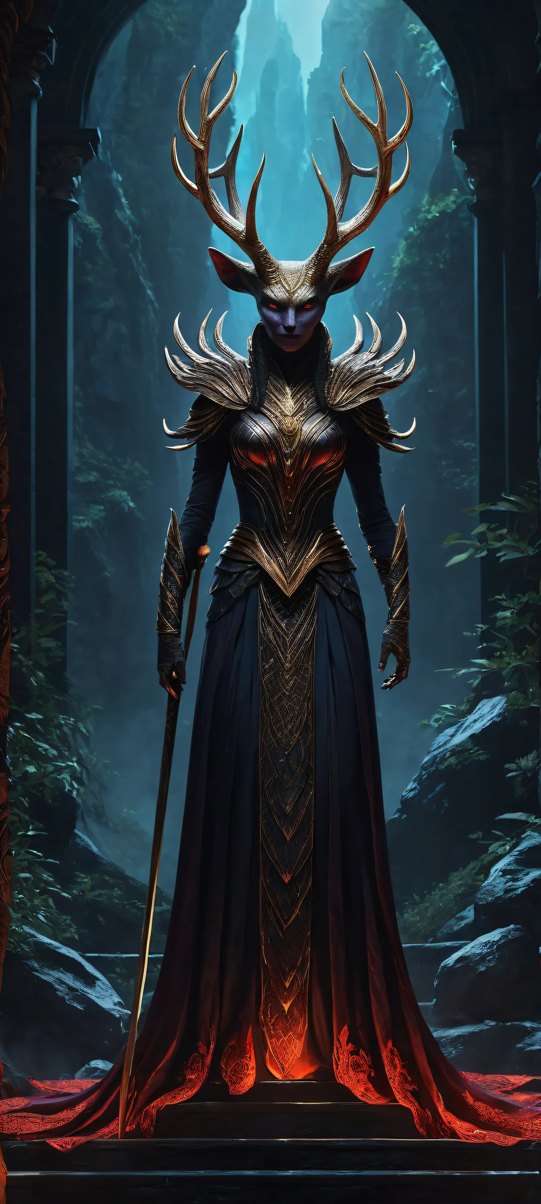 iPhone/Android users will be enchanted by this breathtaking vertical portrait artwork of mythical creatures set against a rich fantasy landscape. Perfectly optimized for home screens.