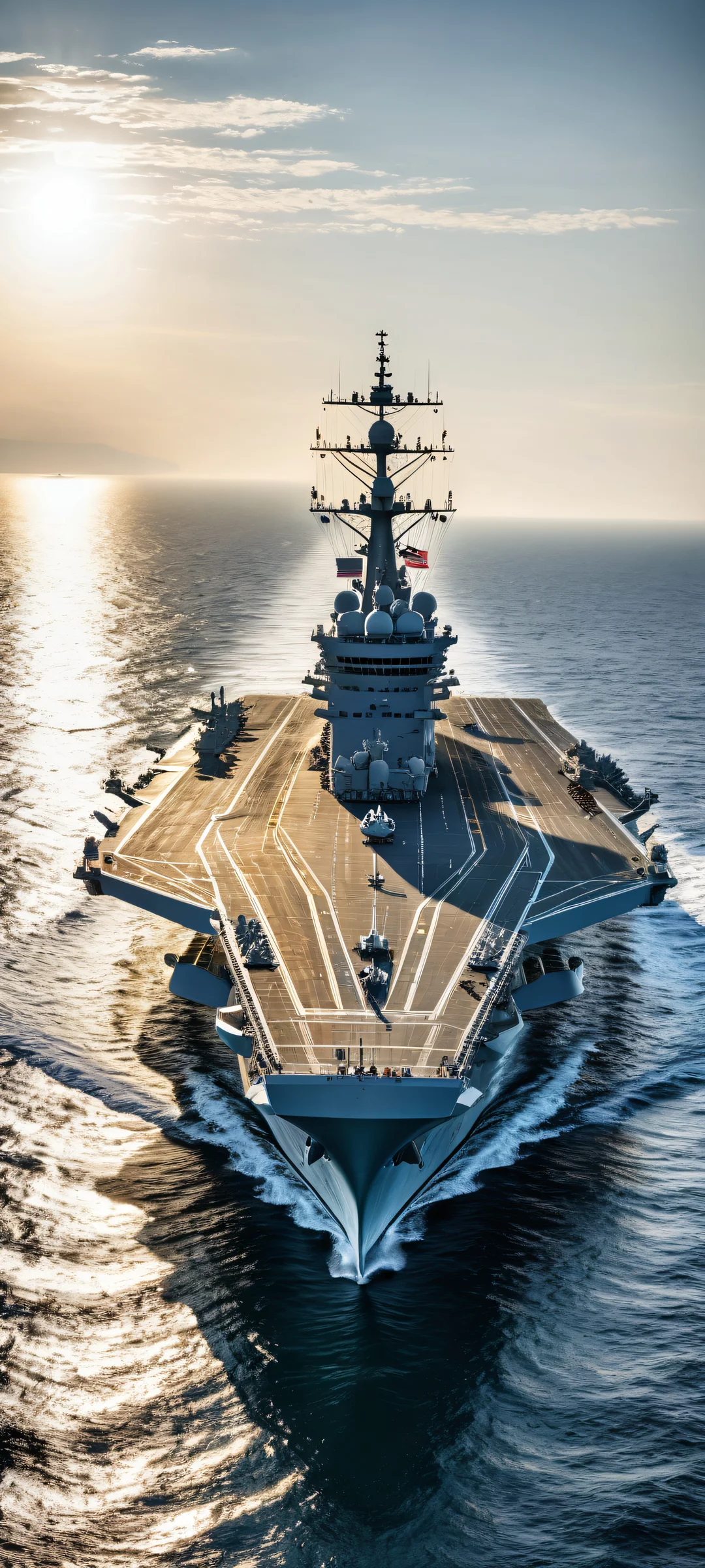 A stunning portrait of the Aircraft Carrier 'ARA 25 de mayo' with intricate details and ethereal lighting, perfect for iPhone/Android home screens.