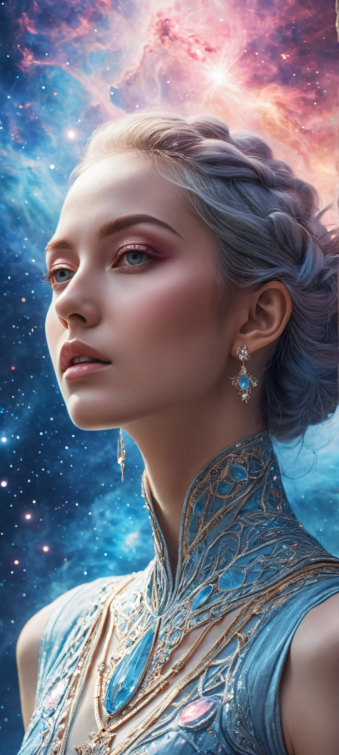 A majestic nebula on iPhone/Android with intricate details and ethereal lighting.