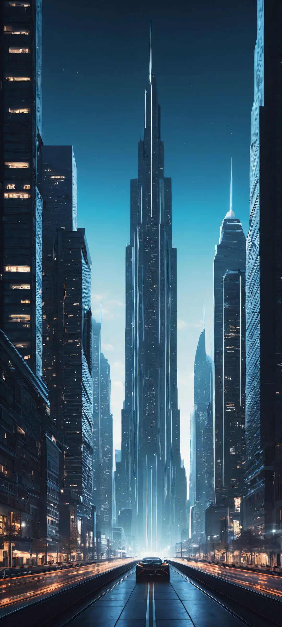 Neon Metropolis Depths 2K QHD Home Screen A breathtaking portrait of Minimalist Metropolis on iPhone/Android, with a futuristic cityscape and perfect contrast for home screens.