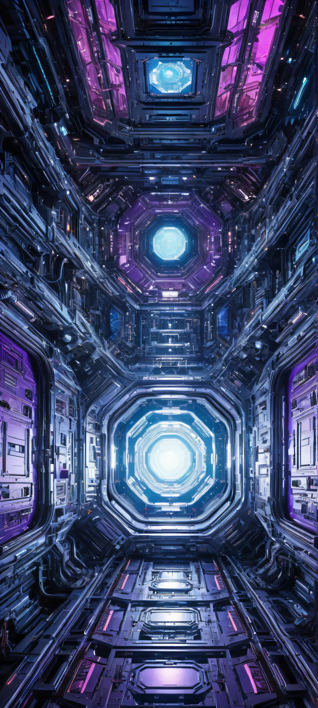 A stunning portrait of Neon Space Station with intricate details and ethereal lighting for your iPhone/Android home screen.