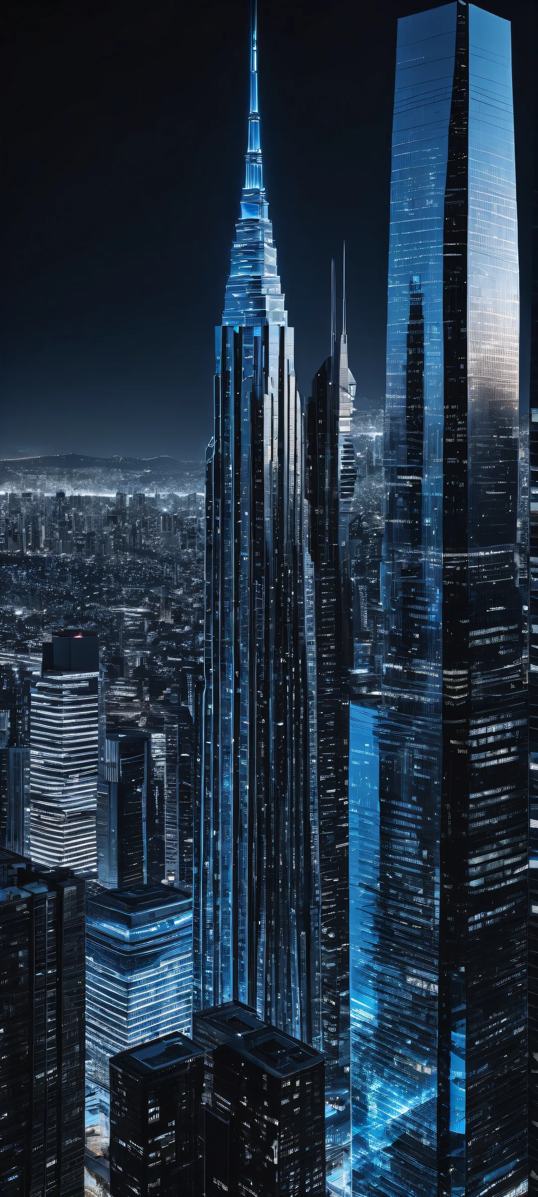 A futuristic cityscape meets the intricacies of a neural network in this stunning digital artwork, perfect for iPhone and Android home screens.