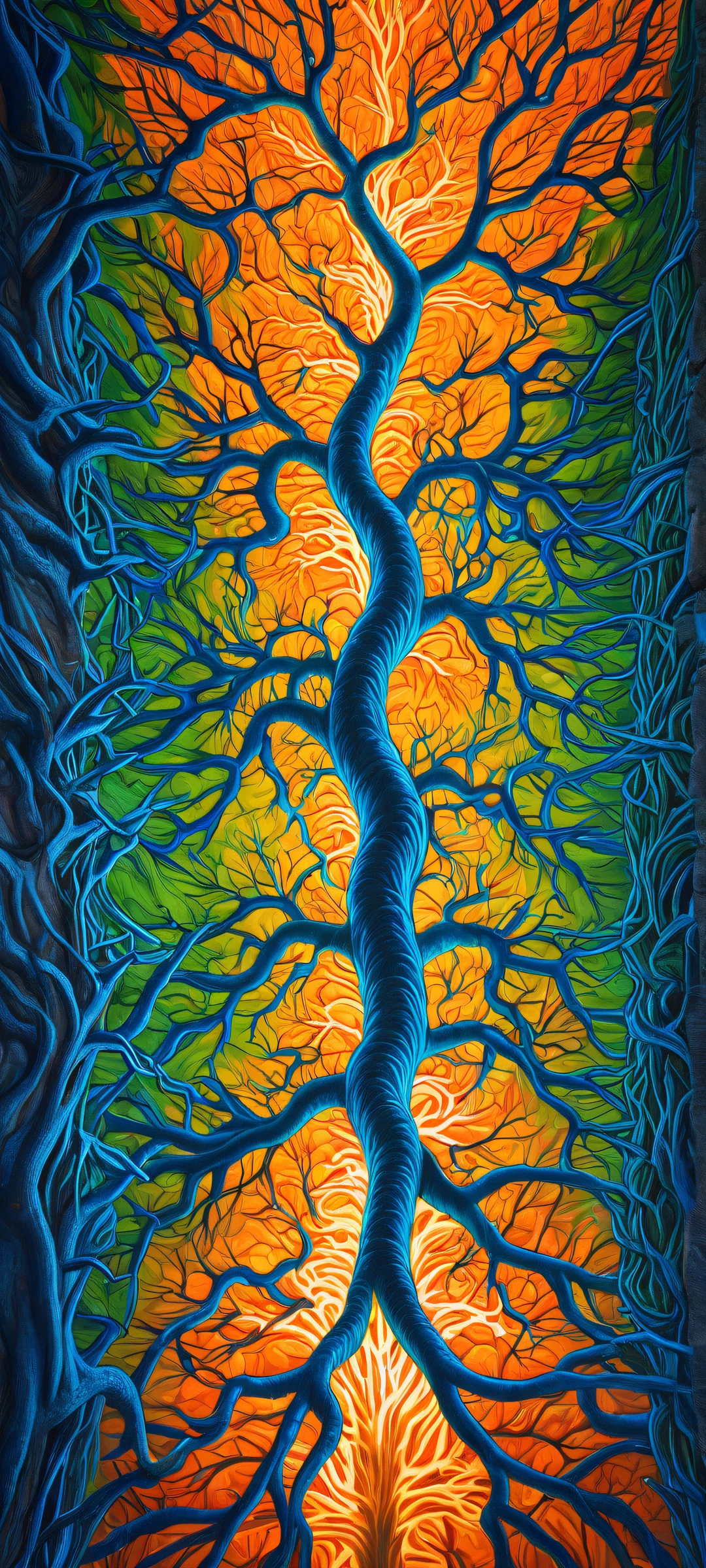 iPhone and Android compatible wallpaper featuring a stunning vertical portrait of Brain Forest landscapes with intricate neural details and ethereal lighting.