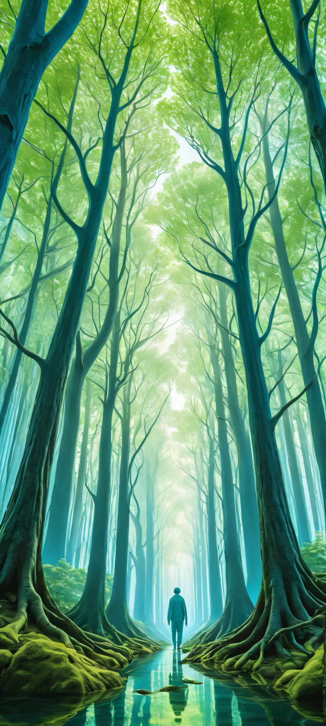 A surreal biotech artwork featuring dendrite trees and brain tissue, Perfectamente optimizado para pantallas de inicio de iPhone y Android..