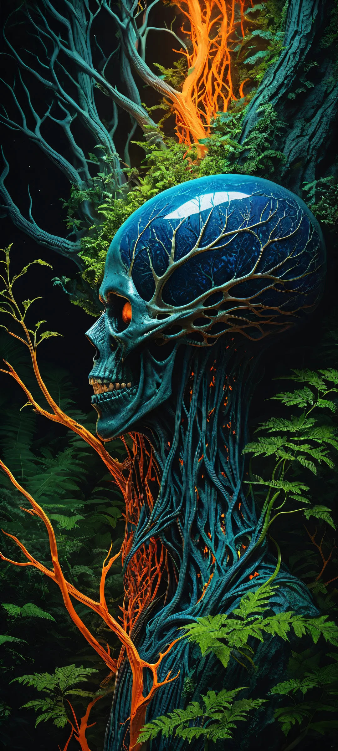 Breathtaking vertical portrait artwork of Alien flora on iPhone/Android