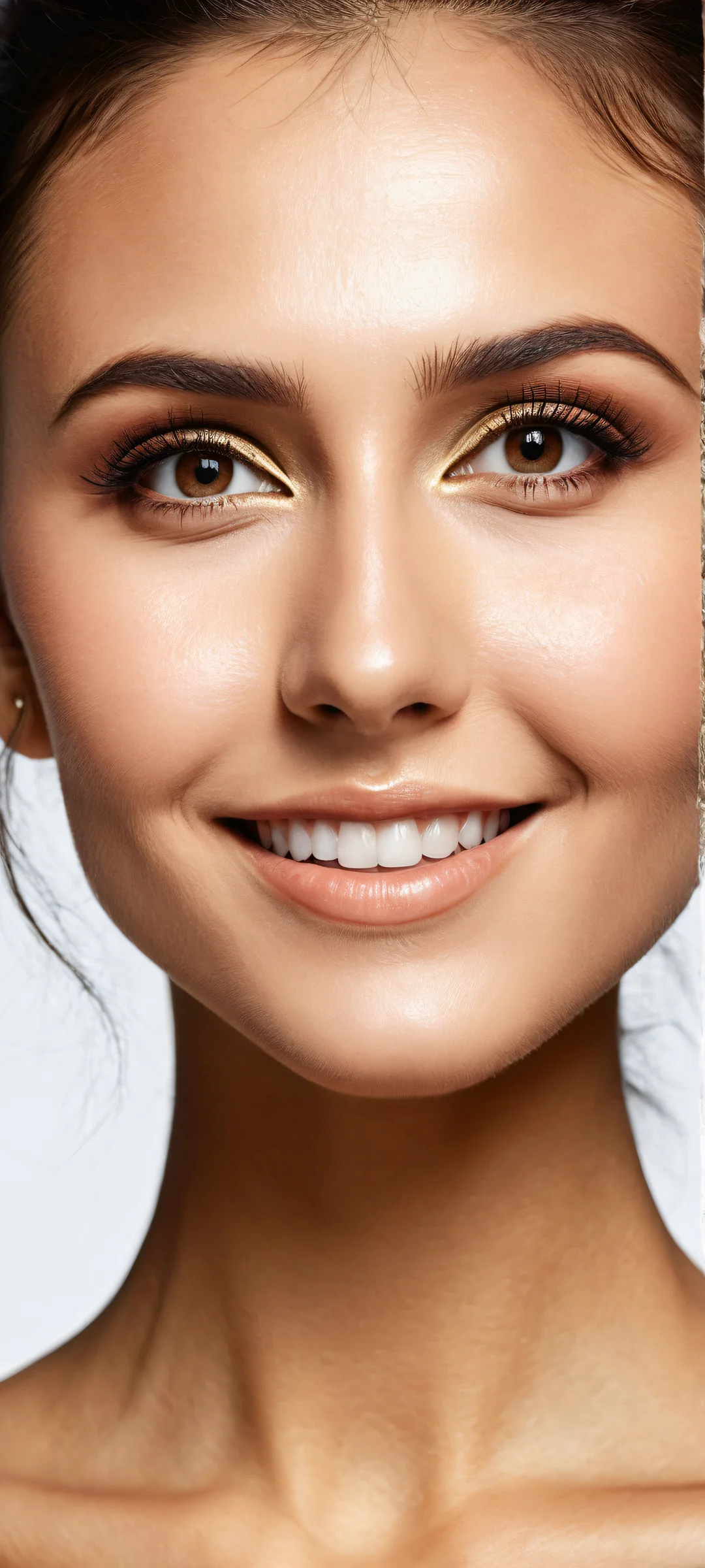 A stunning portrait of Nina Dobrev with a radiant smile on her iPhone or Android device, perfect for home screens.