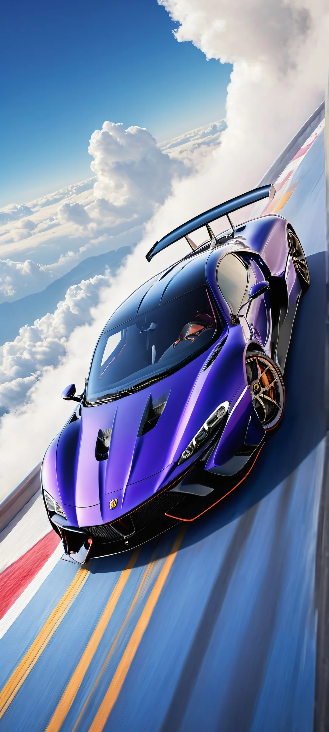 Noble M600 Odyssey 2K Phone Wallpaper iPhone and Android compatible artwork of Noble M600 in a stunning blue sky with clouds, featuring ethereal lighting and ray-traced reflections.