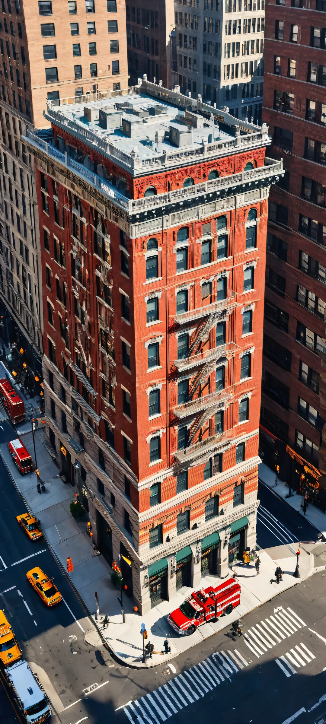 Iconic NYC Fire House iPhone/Android wallpaper featuring intricate details and ethereal lighting, reminiscent of a masterpiece trending on Wallhaven.