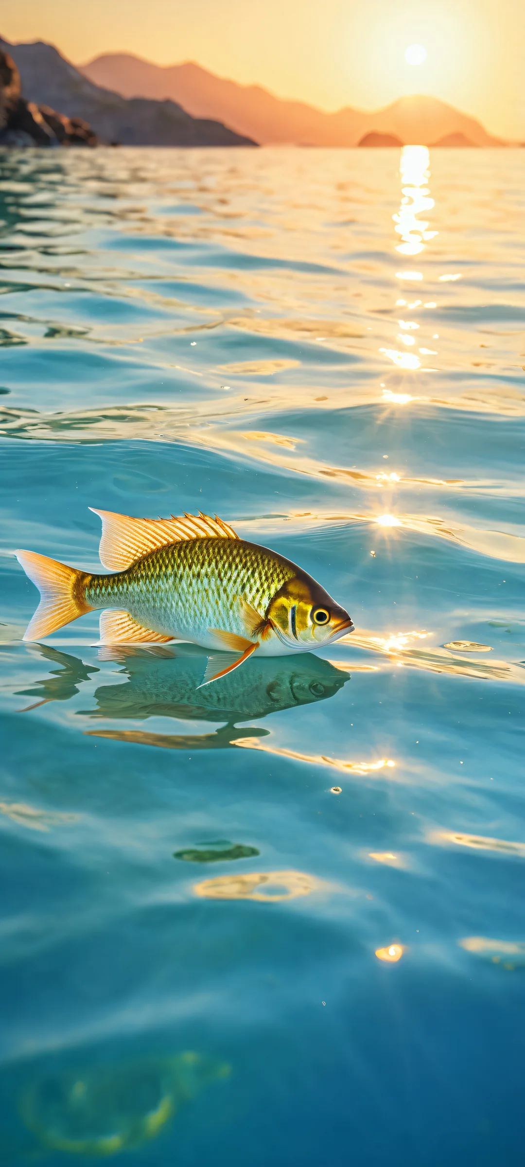 Beautiful underwater scene with a school of fish, perfectly optimized for iPhone and Android home screens.