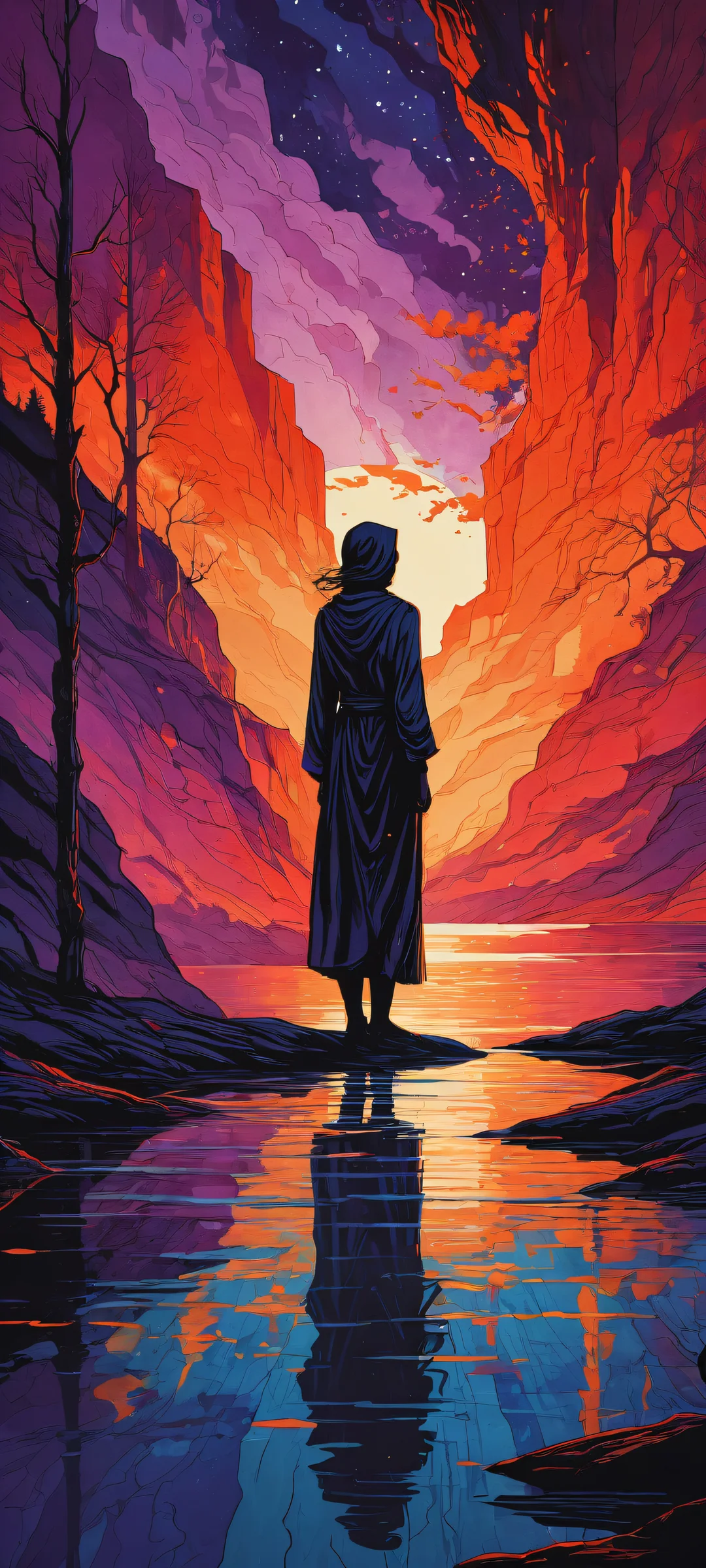 A dark and ominous figure on a pure white background, perfectly optimized for iPhone/Android.