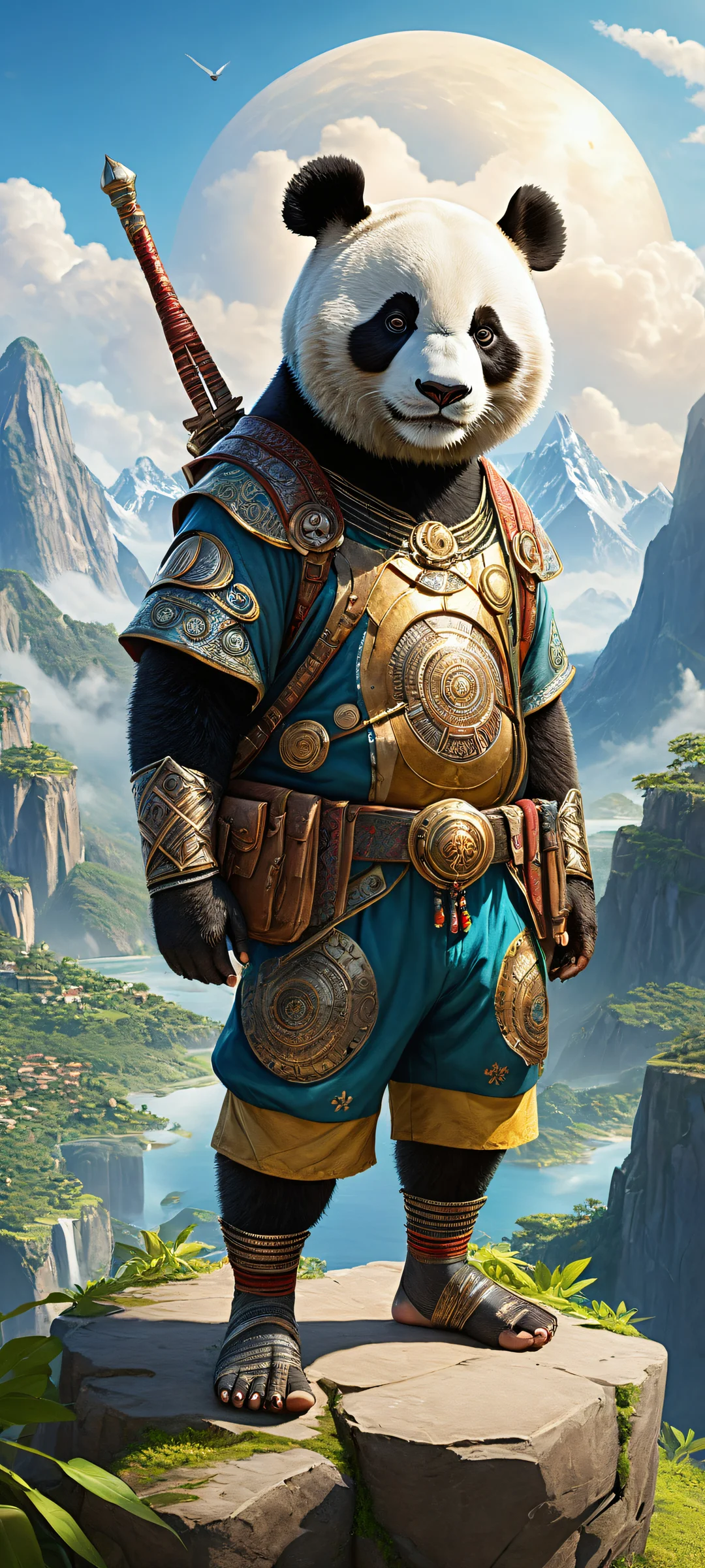 iPhone/Android wallpaper featuring Panda Boy in a stunning portrait artwork with intricate details and ethereal lighting, perfect for UI widgets.