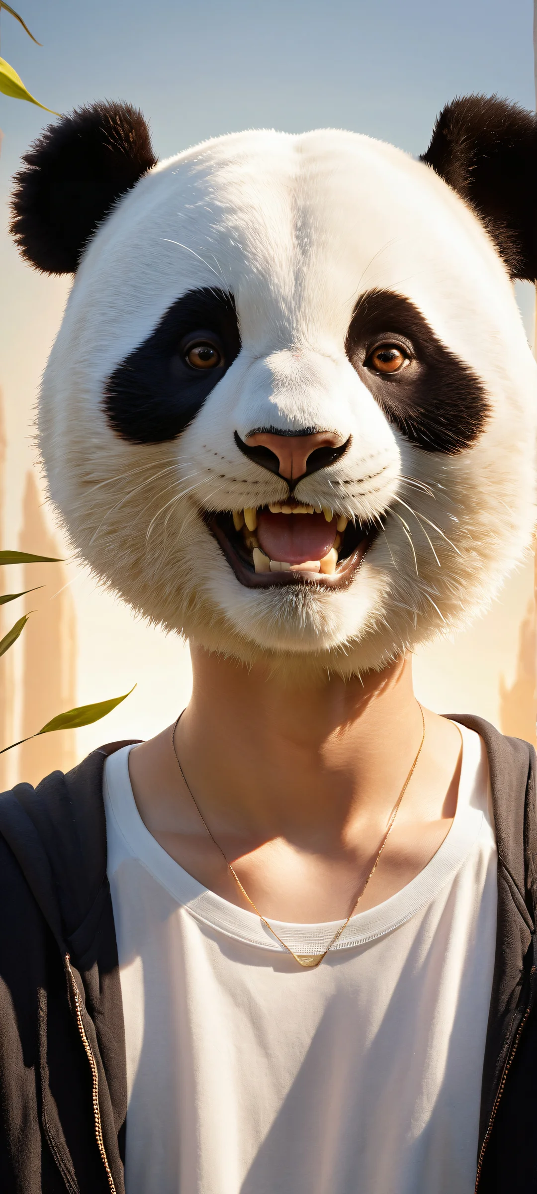 Adorable Panda Boy with a warm and inviting smile on iPhone/Android device