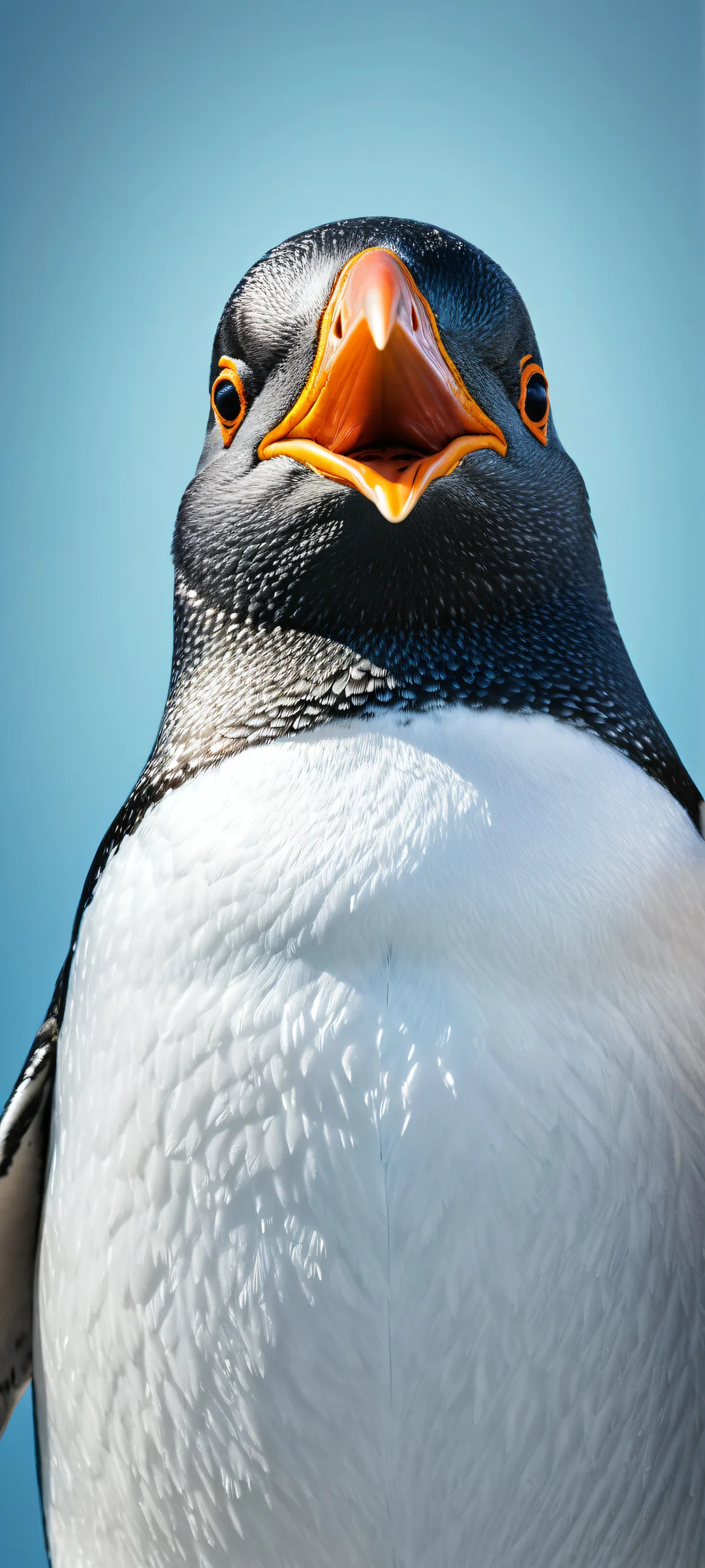 A plump penguin gets a haircut in a vintage barbershop - perfectly optimized for iPhone, Samsung Galaxy, and Android home screens.